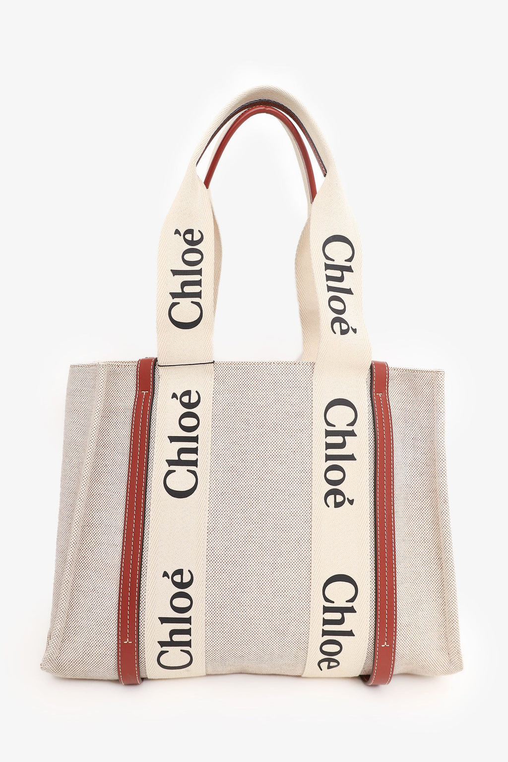 Chloe Beige Linen 'Woody' Tote Bag