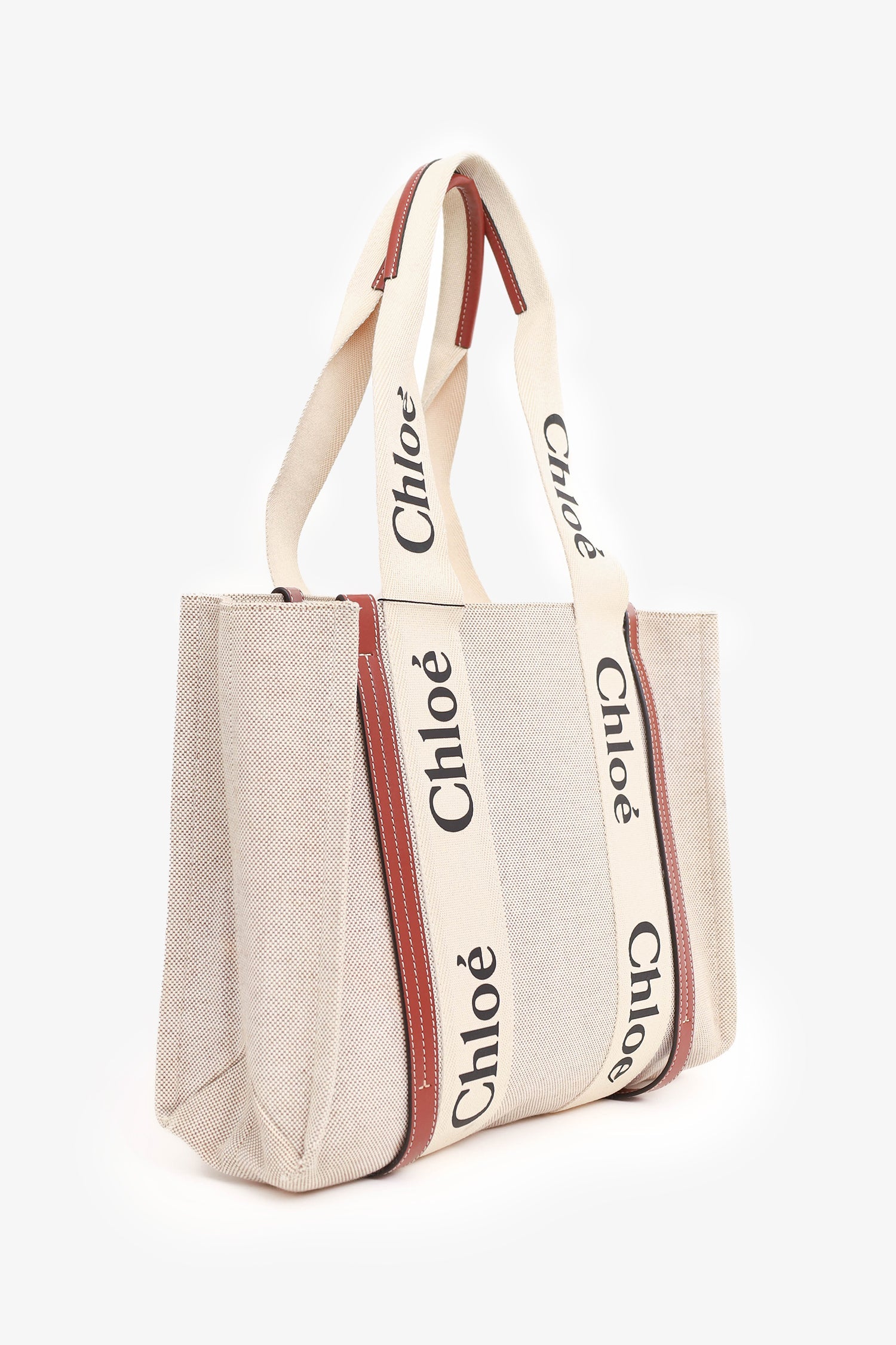 Chloe Beige Linen 'Woody' Tote Bag