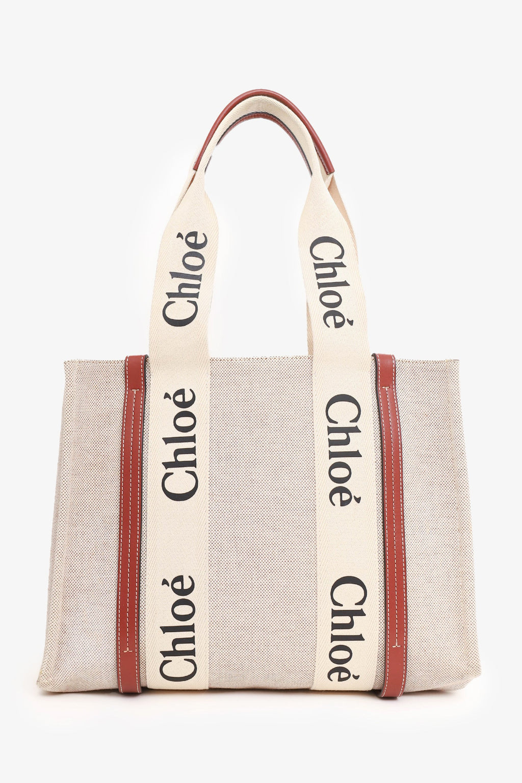 Chloe Beige Linen 'Woody' Tote Bag