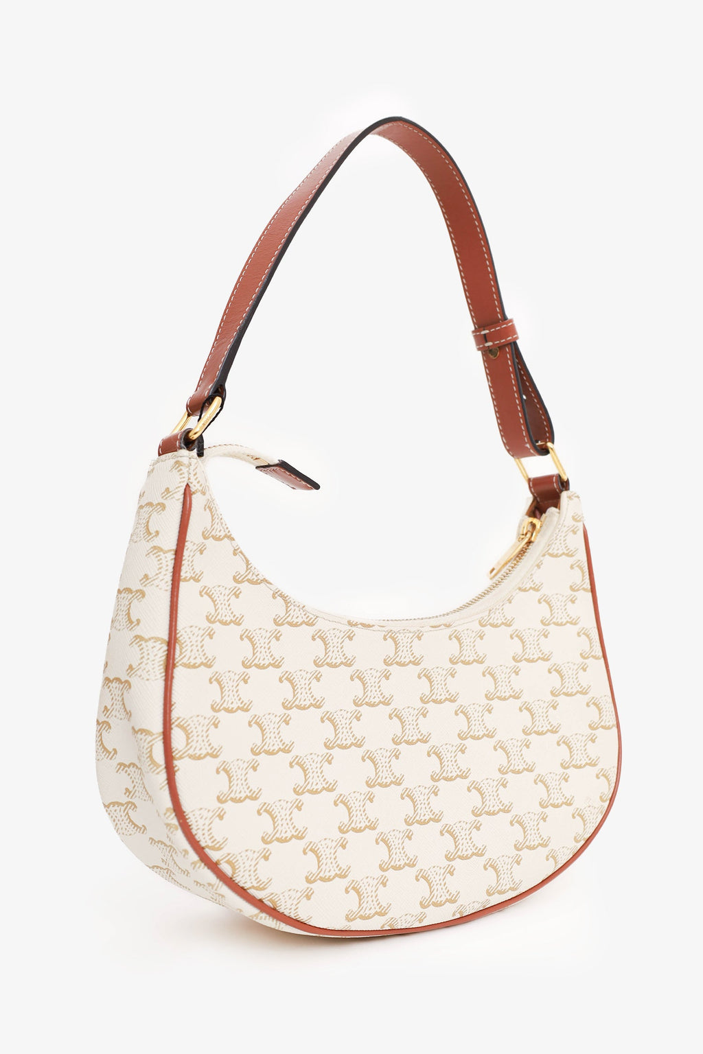 Celine White Canvas Triomphe Ava Shoulder Bag