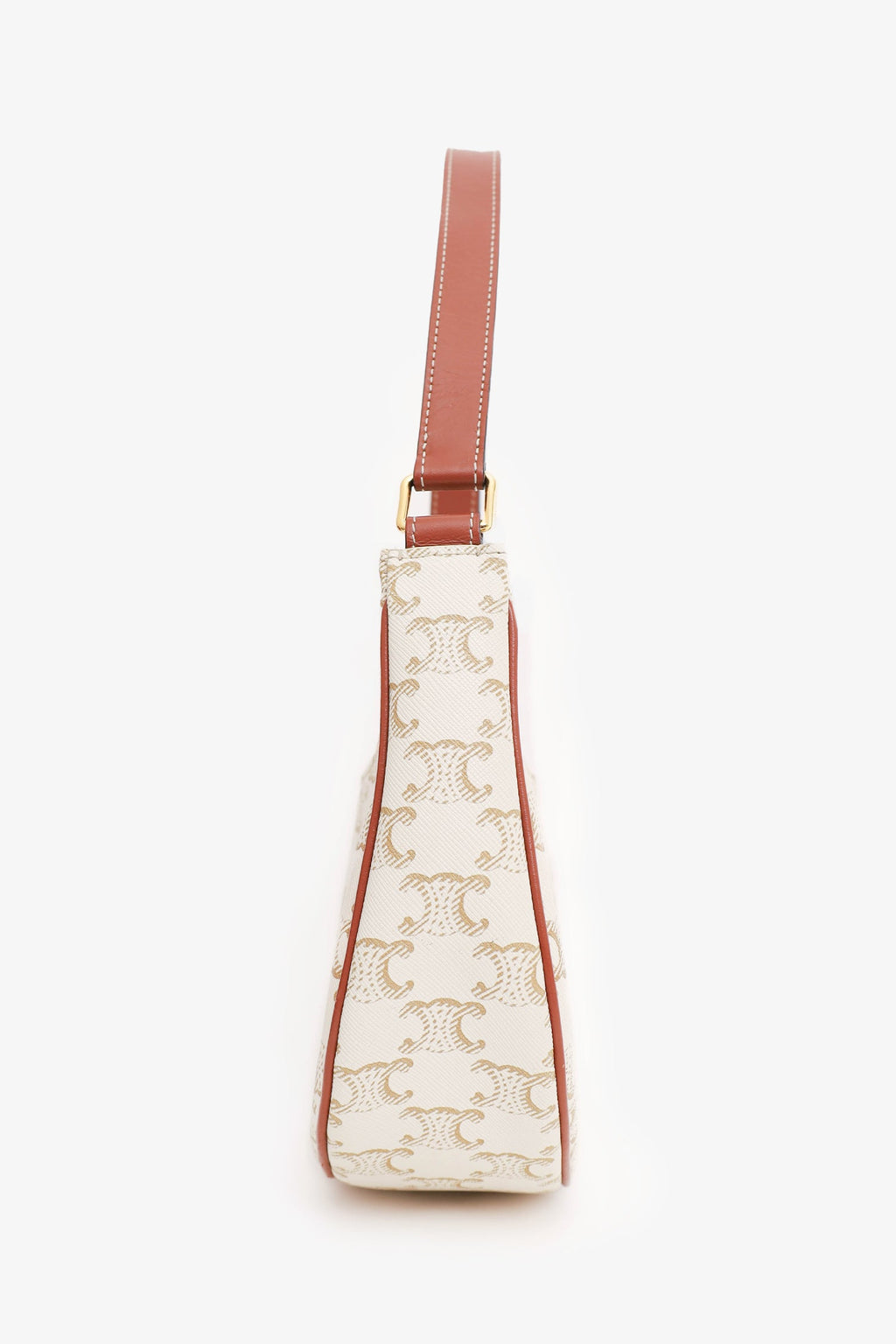 Celine White Canvas Triomphe Ava Shoulder Bag