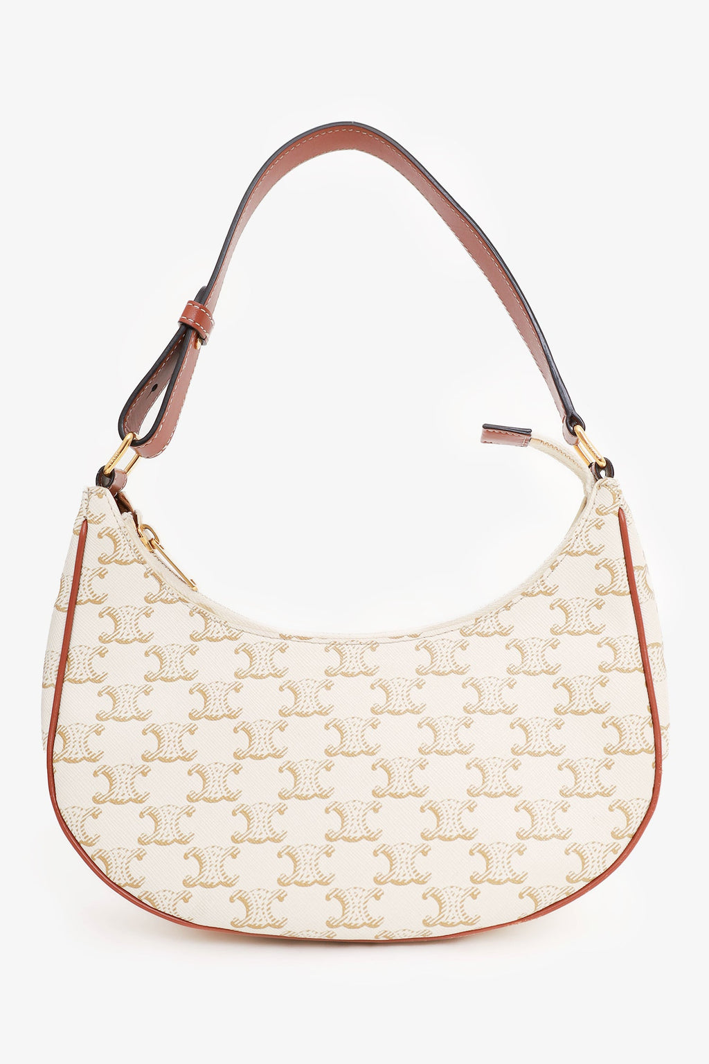 Celine White Canvas Triomphe Ava Shoulder Bag