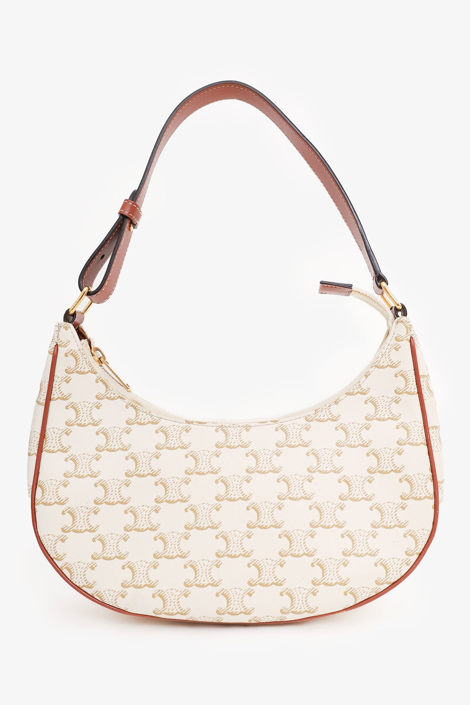 Celine White Canvas Triomphe Ava Shoulder Bag