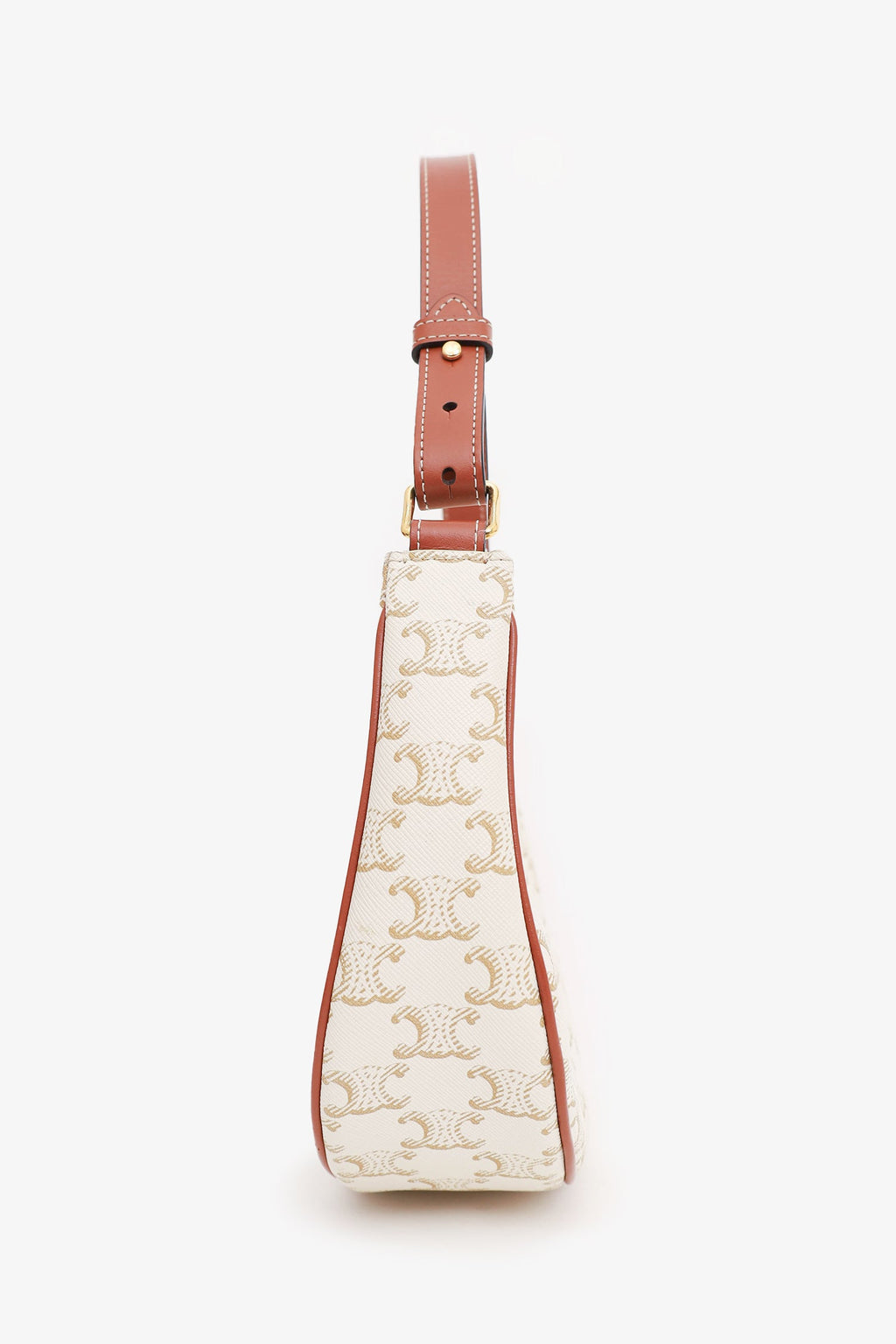 Celine White Canvas Triomphe Ava Shoulder Bag