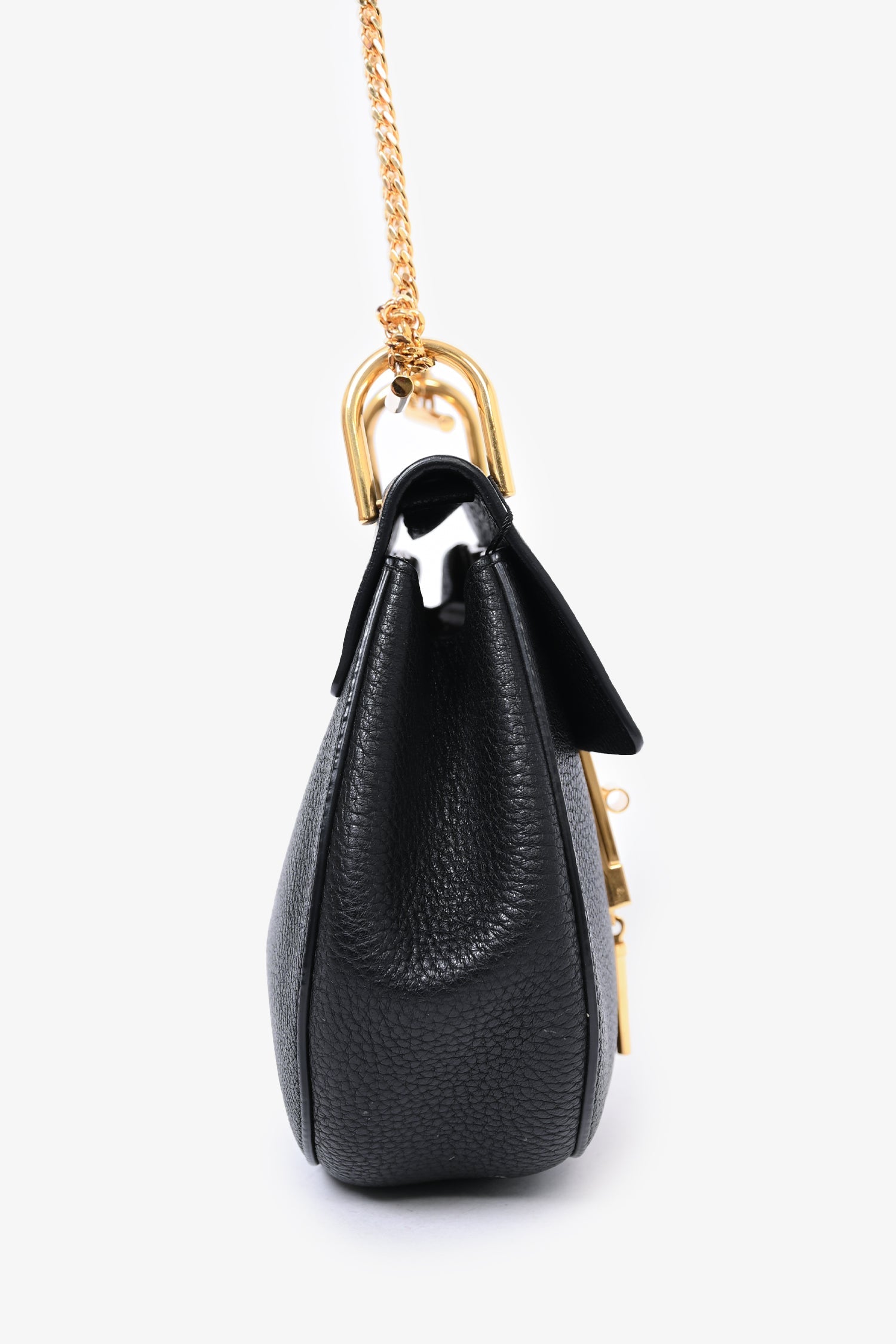 Chloe Black Grained Leather Drew Bag
