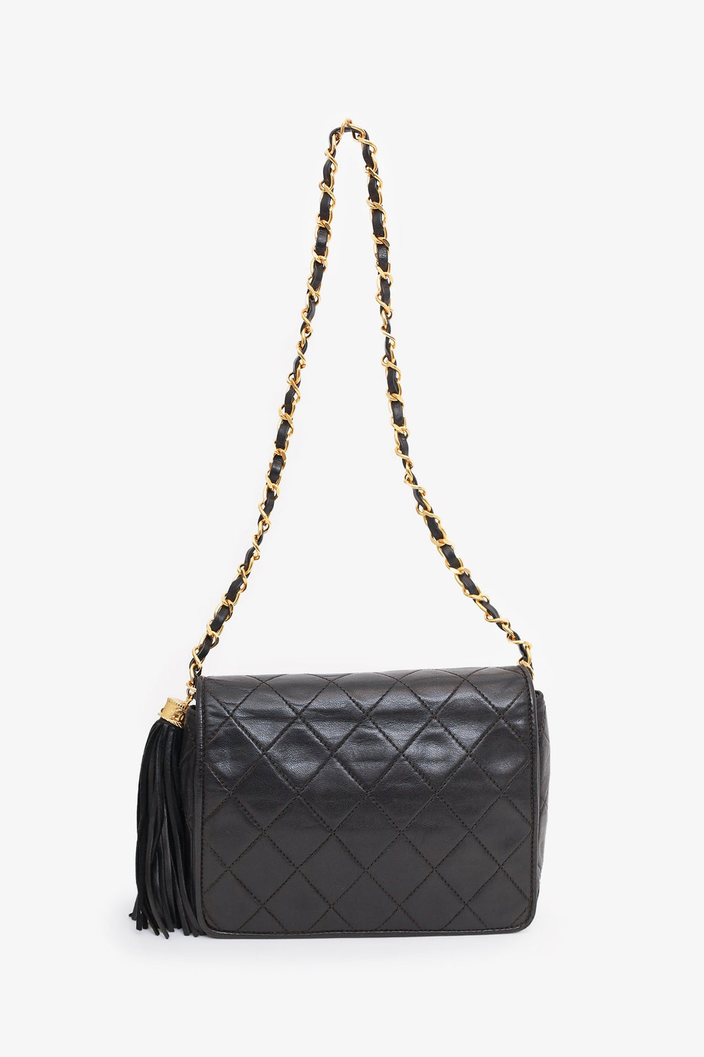 Pre-Loved Chanel™  1986-88 Black Quilted Lambskin CC Tassel Flap Bag
