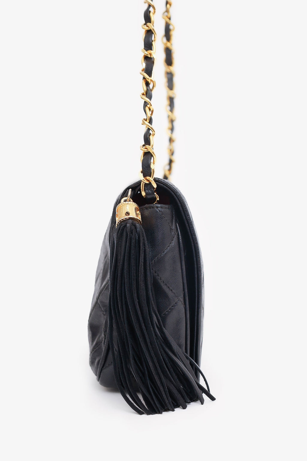 Pre-Loved Chanel™  1986-88 Black Quilted Lambskin CC Tassel Flap Bag