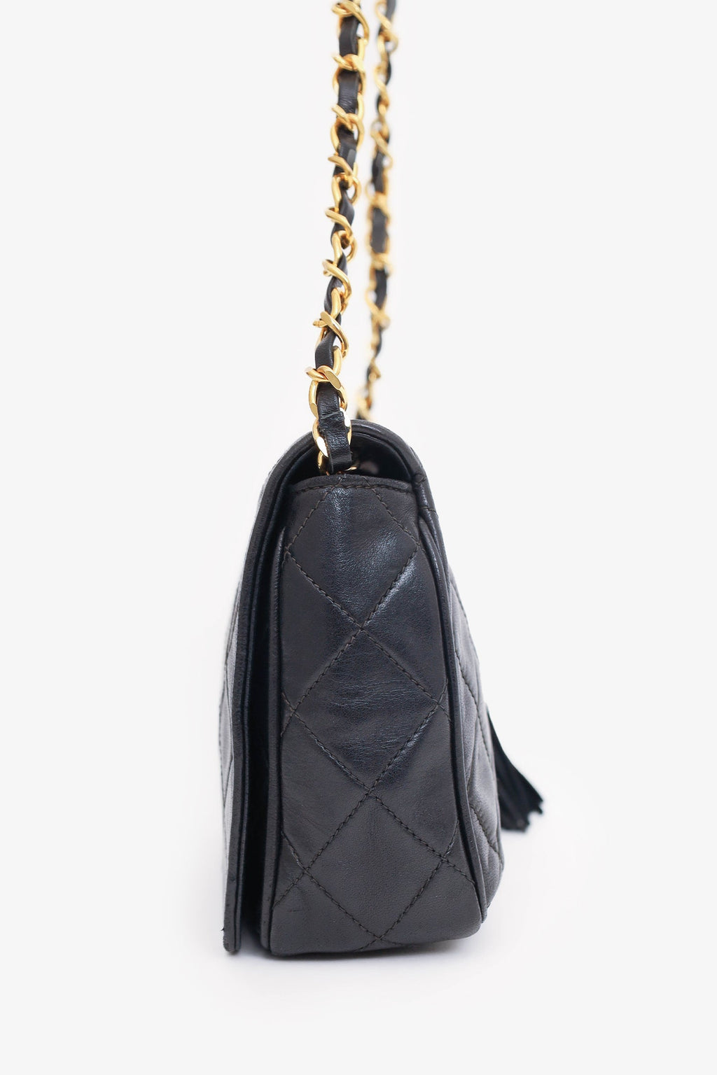 Pre-Loved Chanel™  1986-88 Black Quilted Lambskin CC Tassel Flap Bag