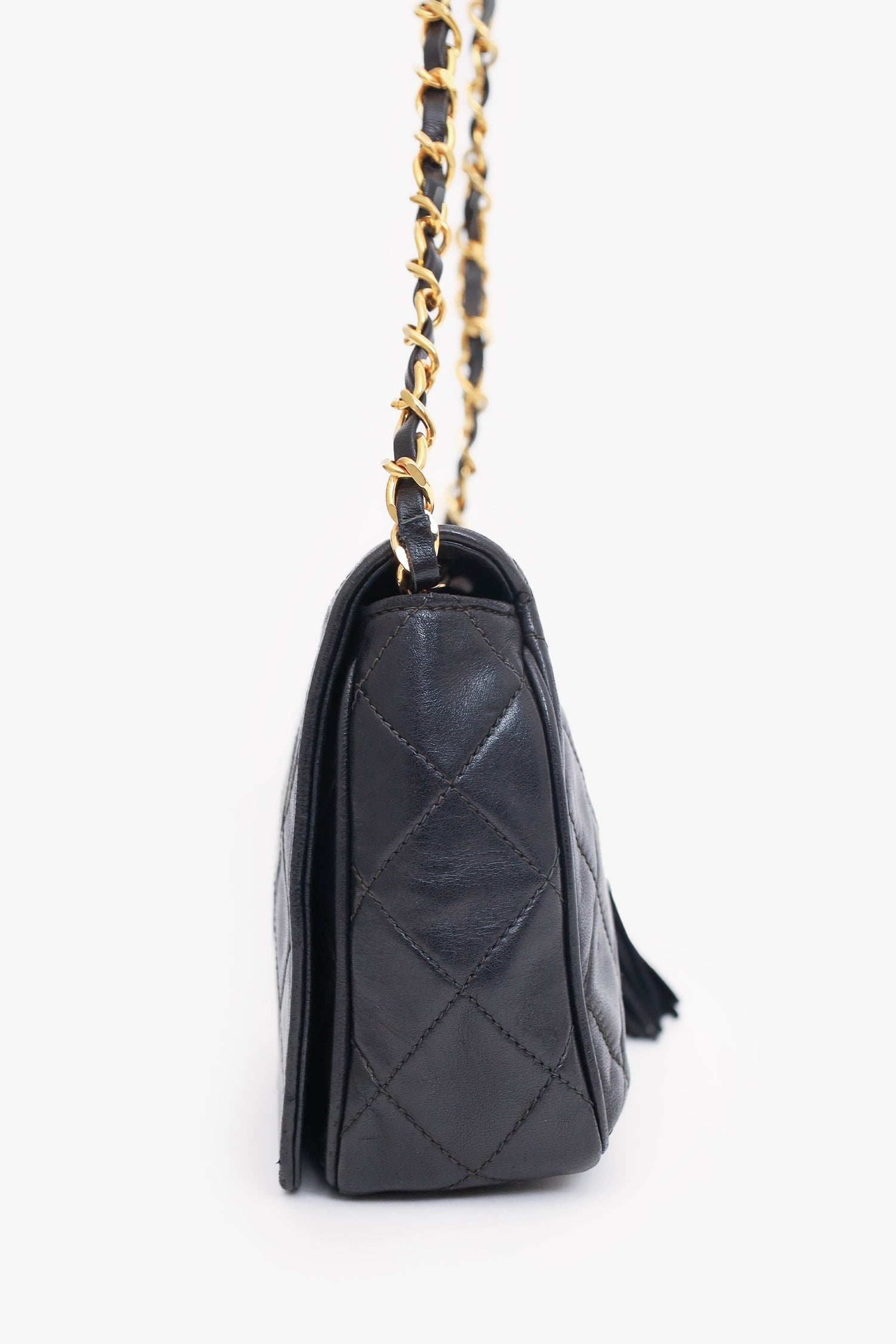 Pre-Loved Chanel™  1986-88 Black Quilted Lambskin CC Tassel Flap Bag