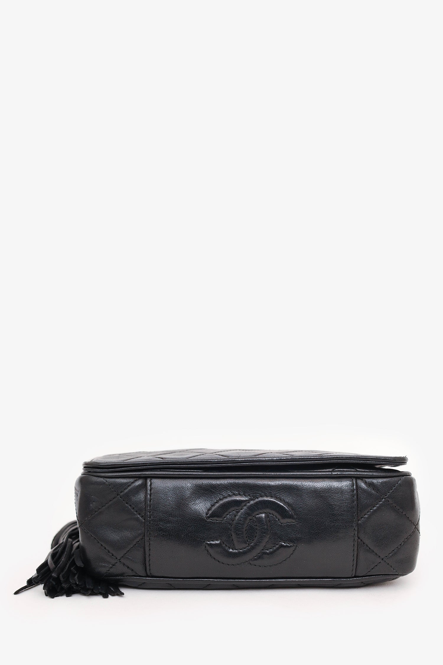 Pre-Loved Chanel™  1986-88 Black Quilted Lambskin CC Tassel Flap Bag