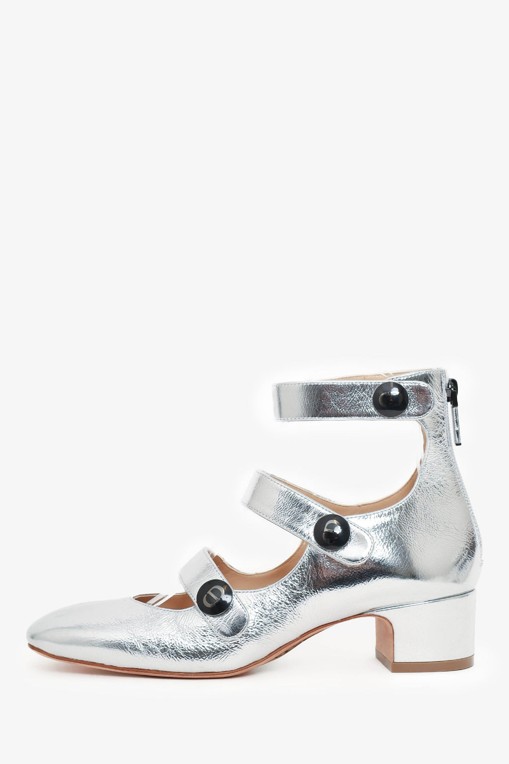 Christian Dior Silver Metallic Leather D-Doll Mary Jane Size 36.5