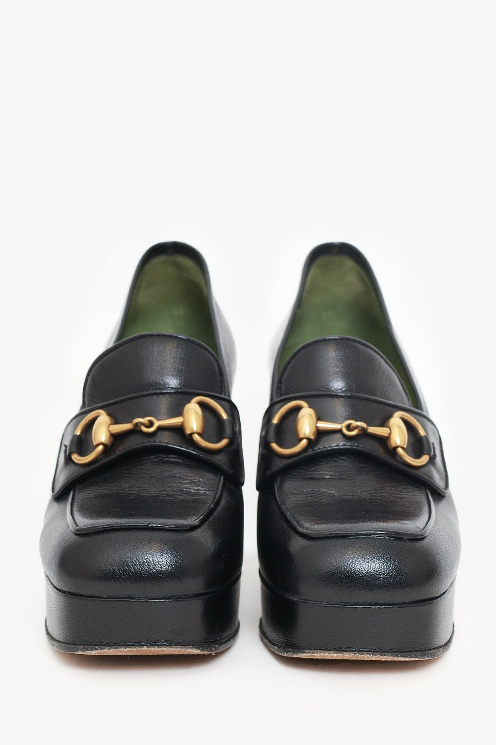 Gucci Black Leather Houdan Platform Loafer Size 36.5