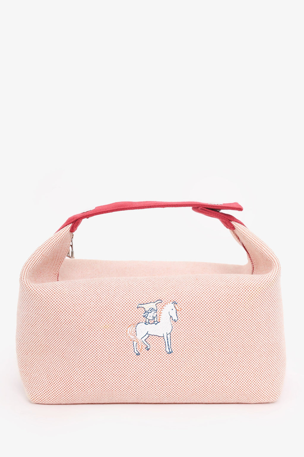 Hermès Red/Beige Canvas Large Bride-A-Brac Pouch