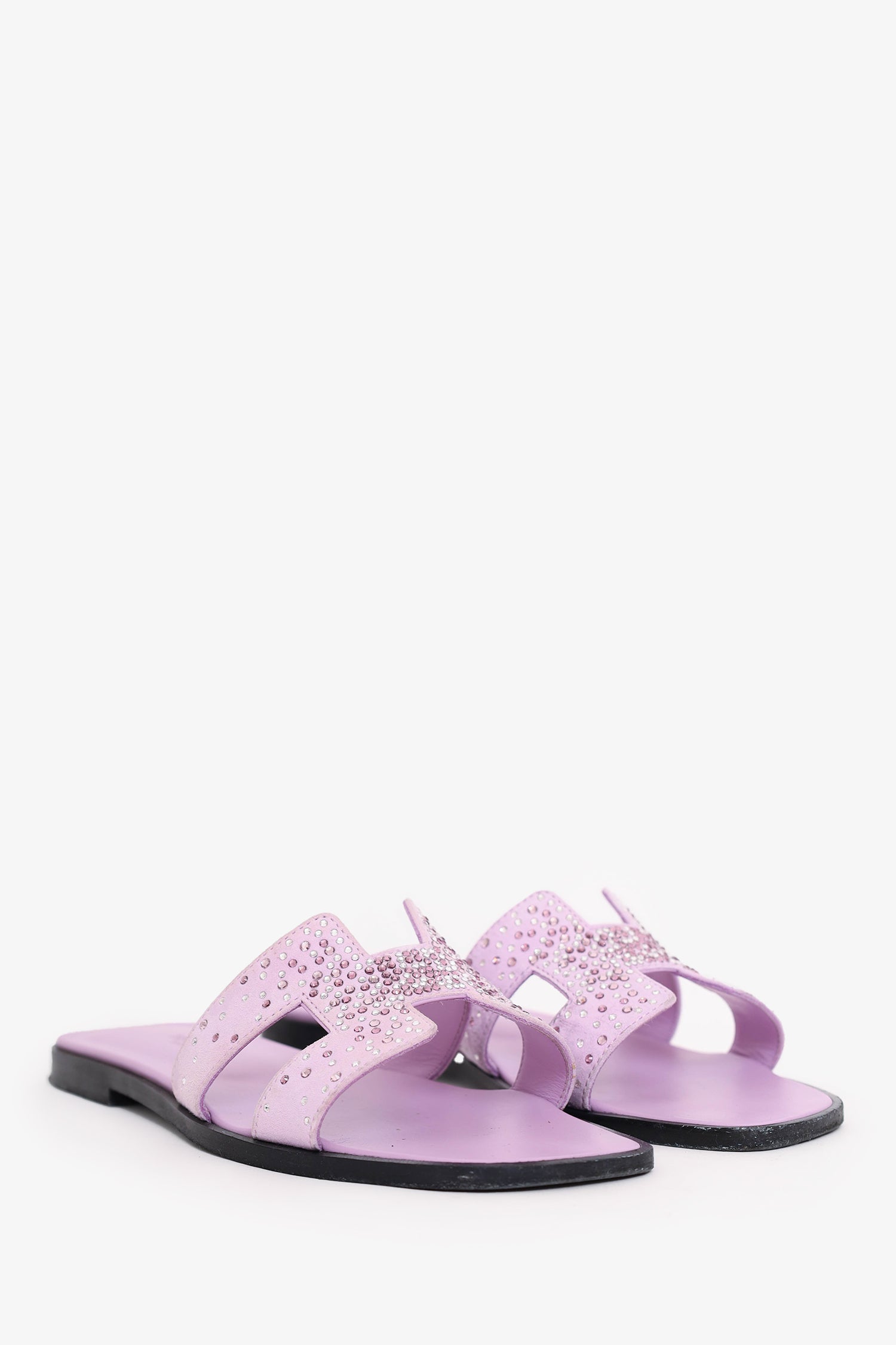 Hermès Purple Suede Crystal Oran Sandals Size 36.5