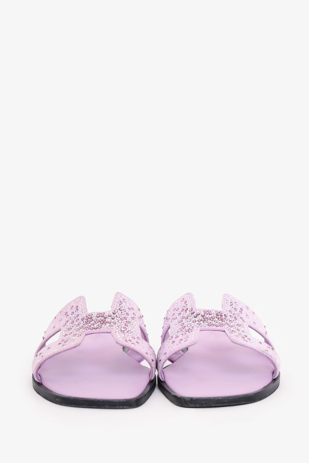 Hermès Purple Suede Crystal Oran Sandals Size 36.5