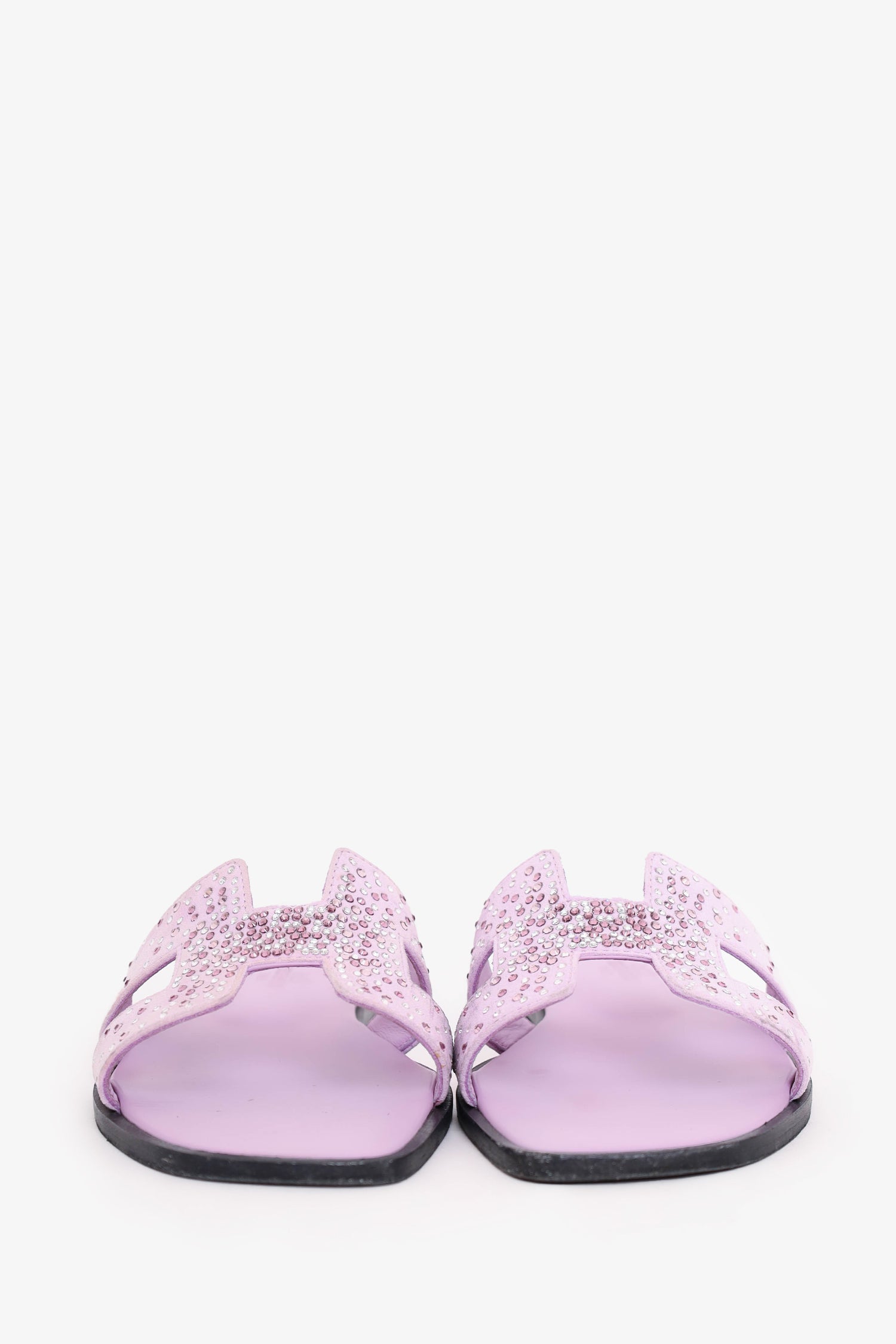 Hermès Purple Suede Crystal Oran Sandals Size 36.5