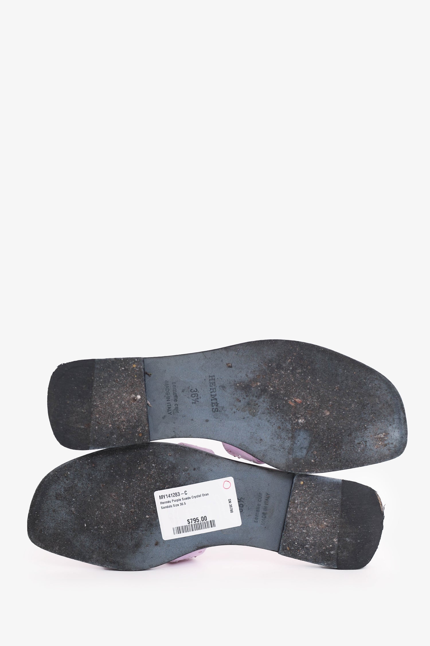 Hermès Purple Suede Crystal Oran Sandals Size 36.5