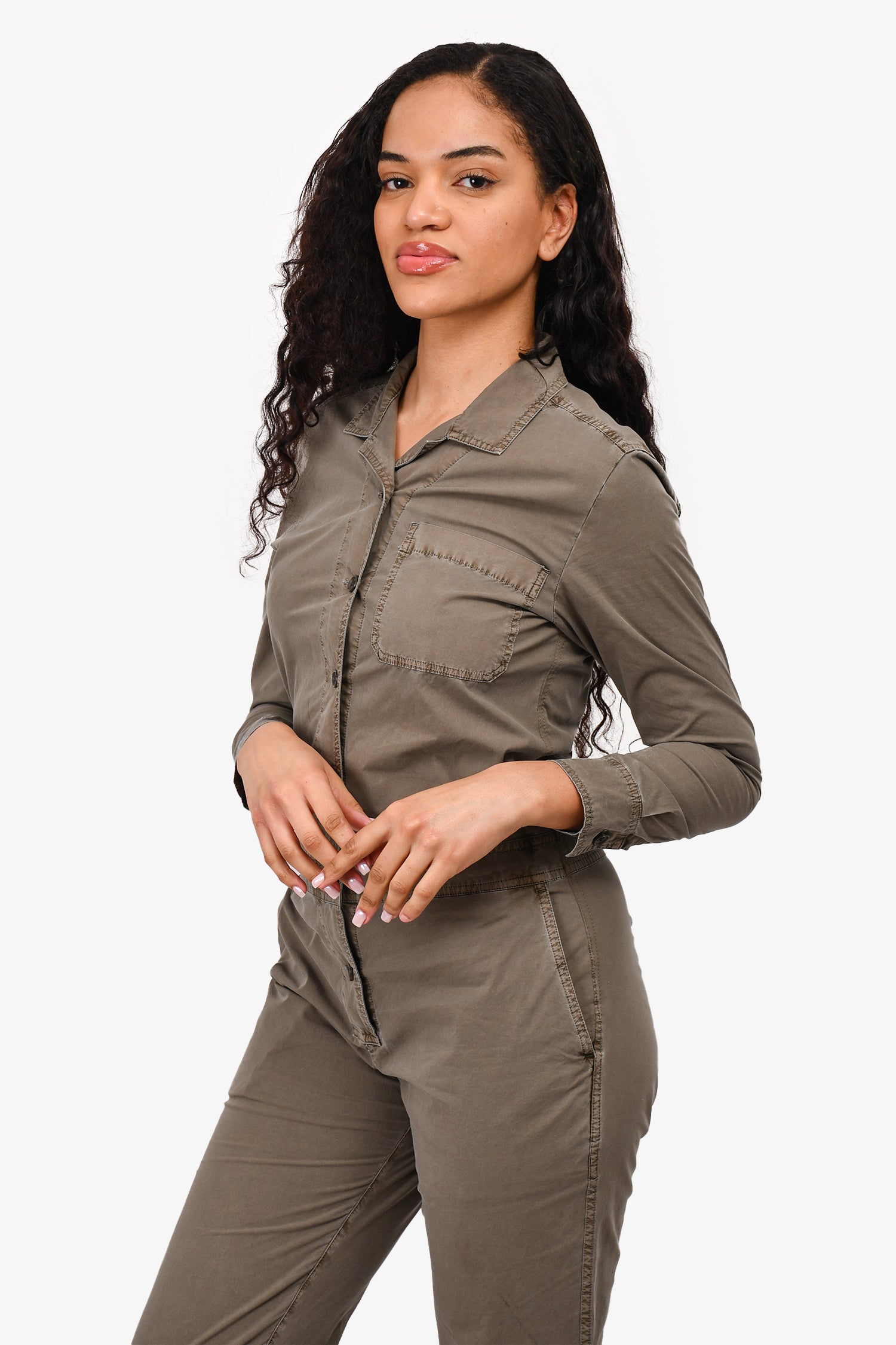 James Perse Olive Green Canvas 'Ranch' Jumpsuit Size 0