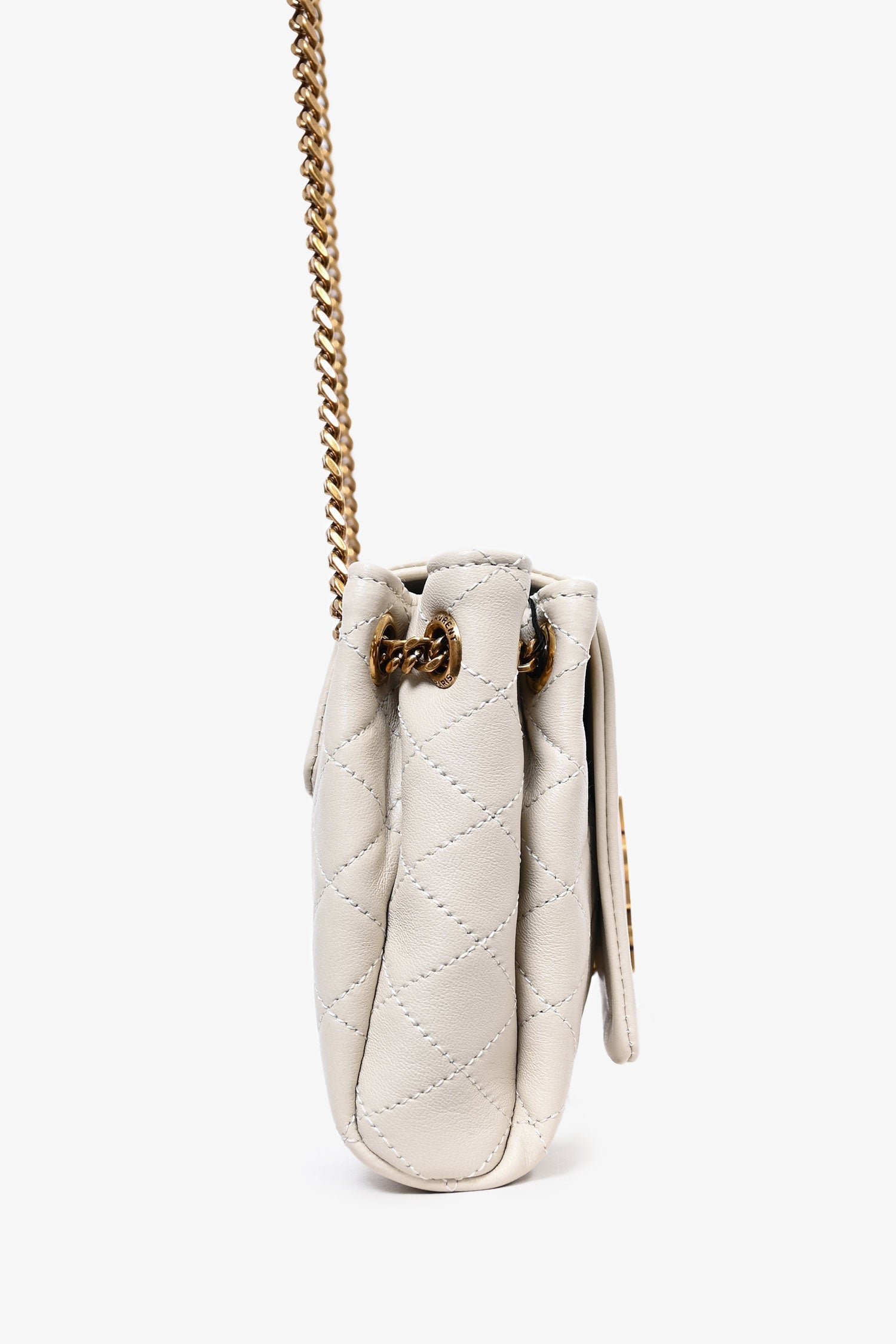 Saint Laurent 2023 Cream Leather Mini 'Nolita' Chain Bag