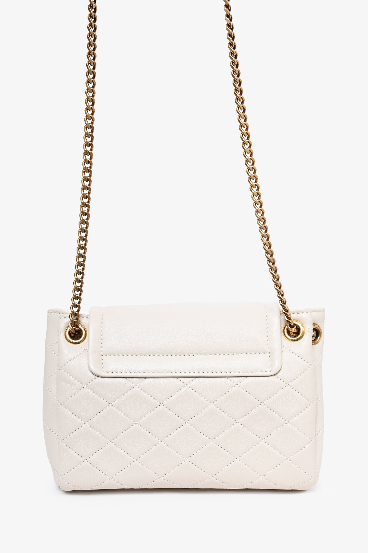 Saint Laurent 2023 Cream Leather Mini 'Nolita' Chain Bag