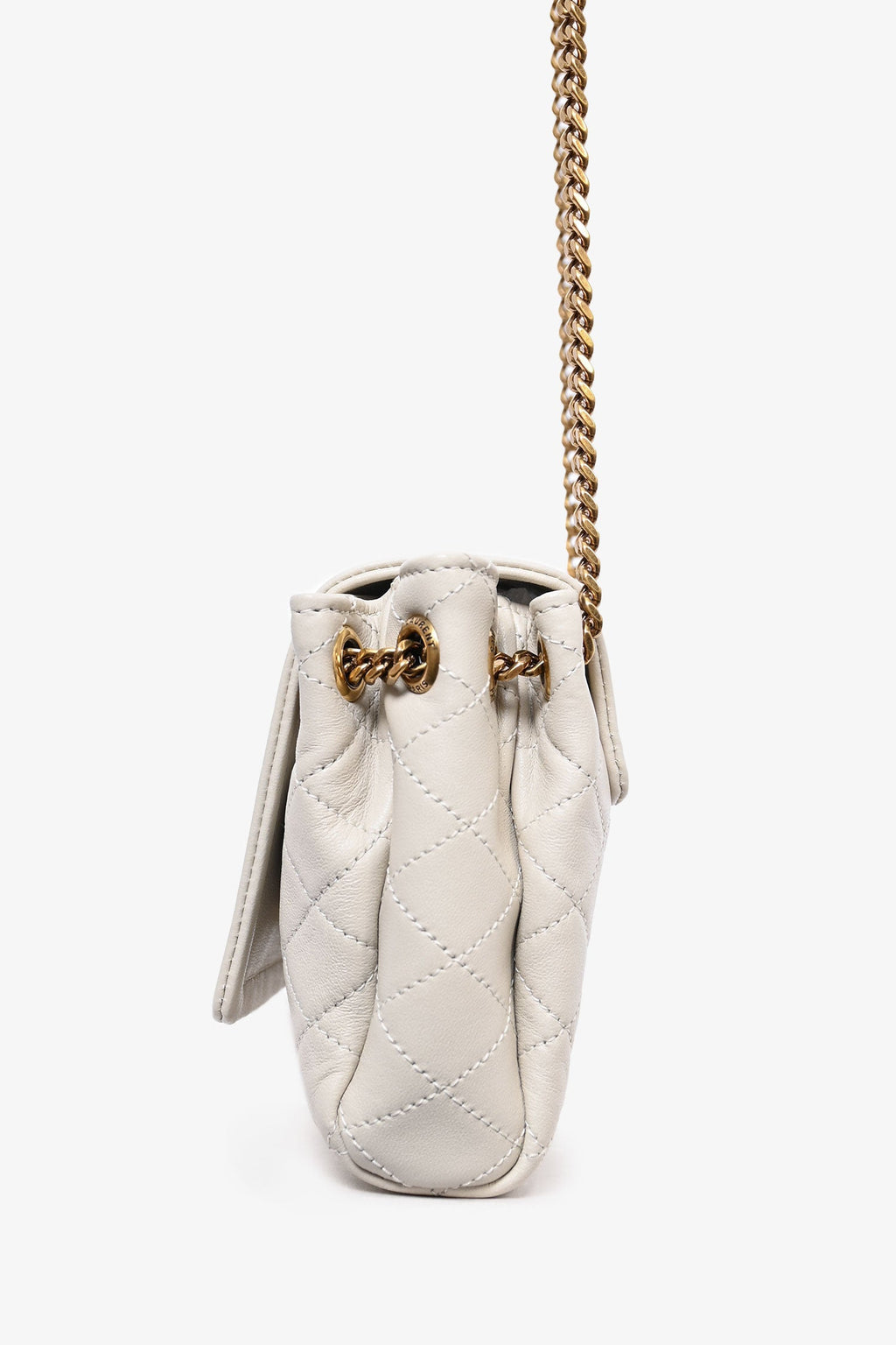 Saint Laurent 2023 Cream Leather Mini 'Nolita' Chain Bag