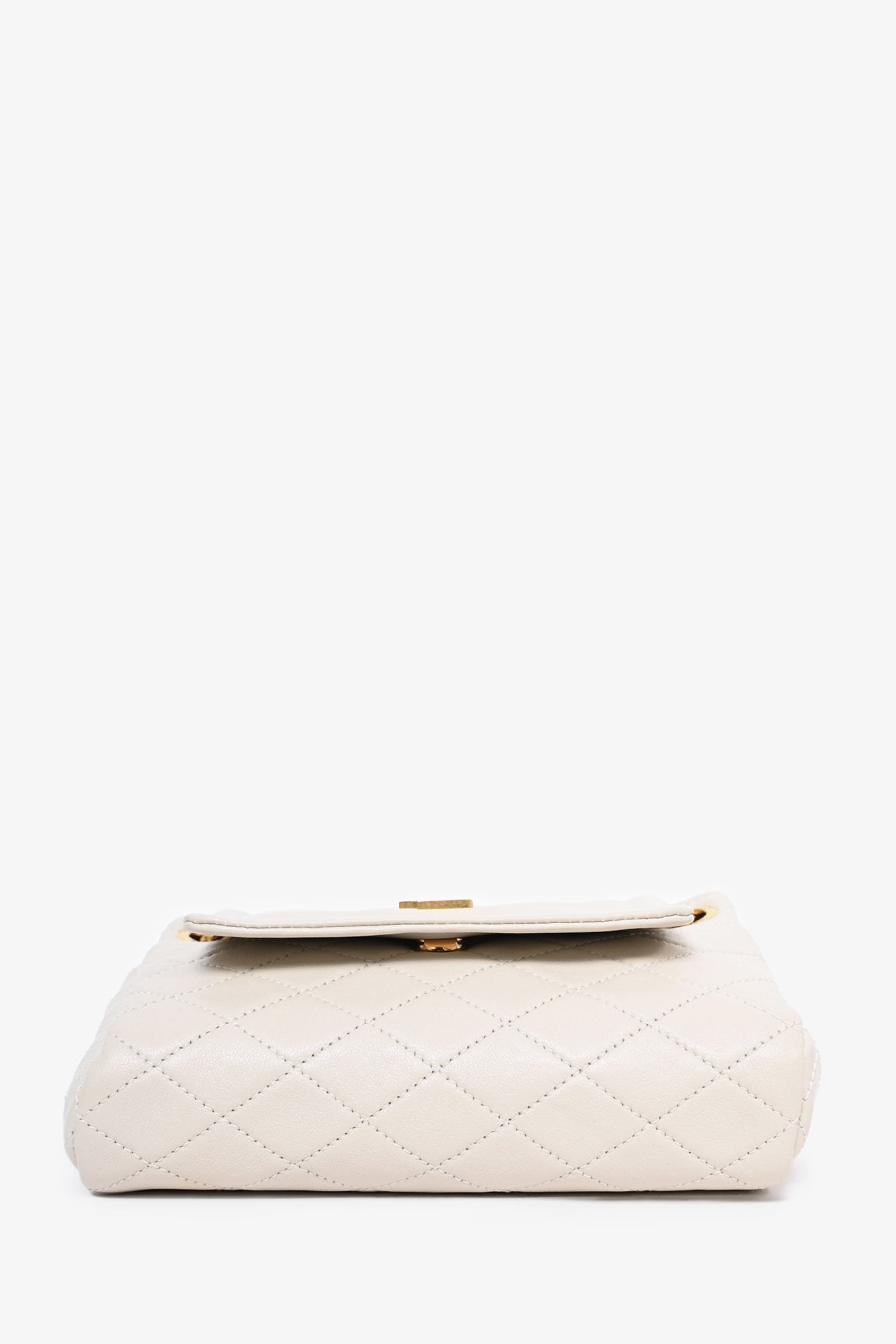 Saint Laurent 2023 Cream Leather Mini 'Nolita' Chain Bag