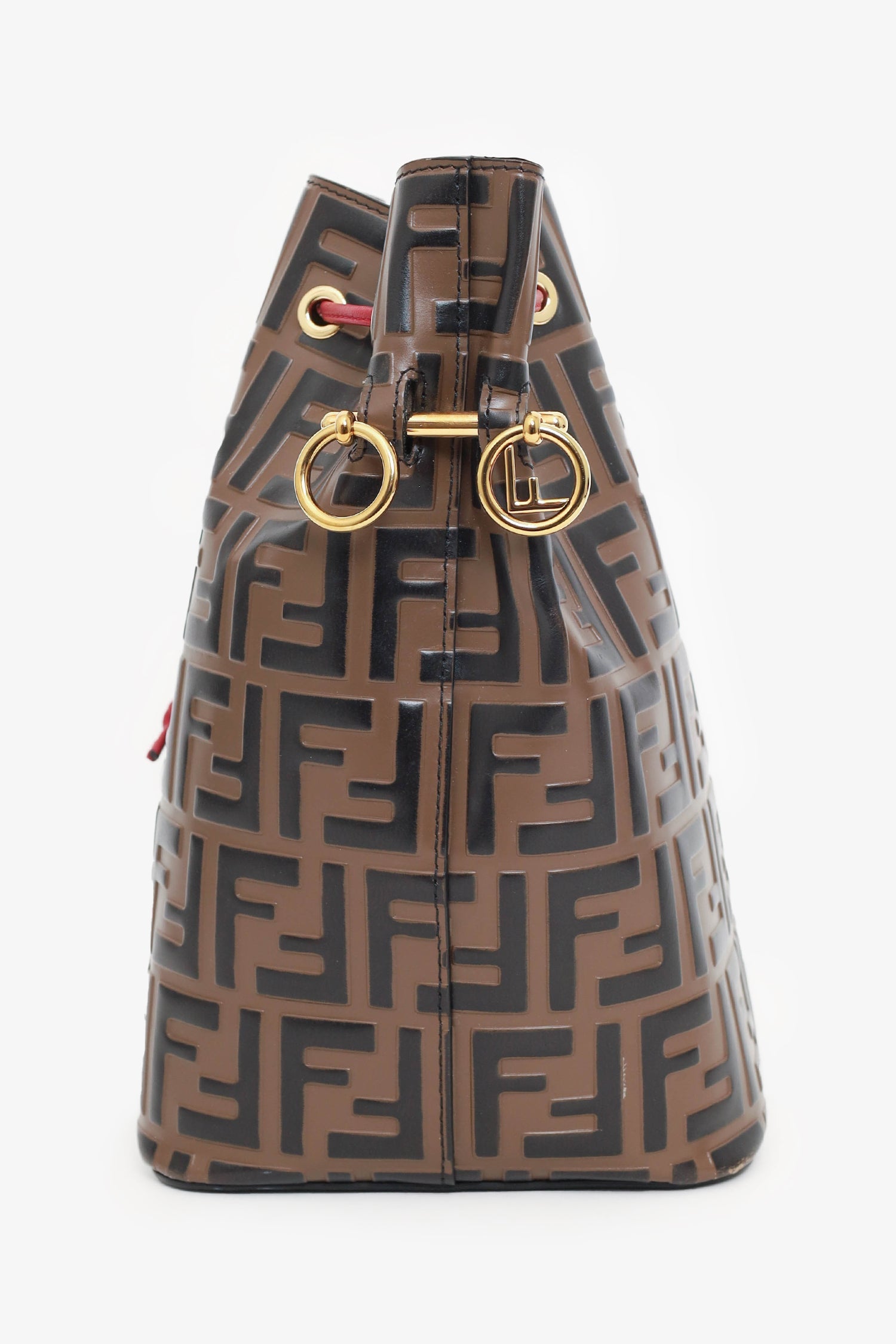 Fendi Brown FF 1974 Embossed Calfskin Grande Mon Tresor Bucket Bag