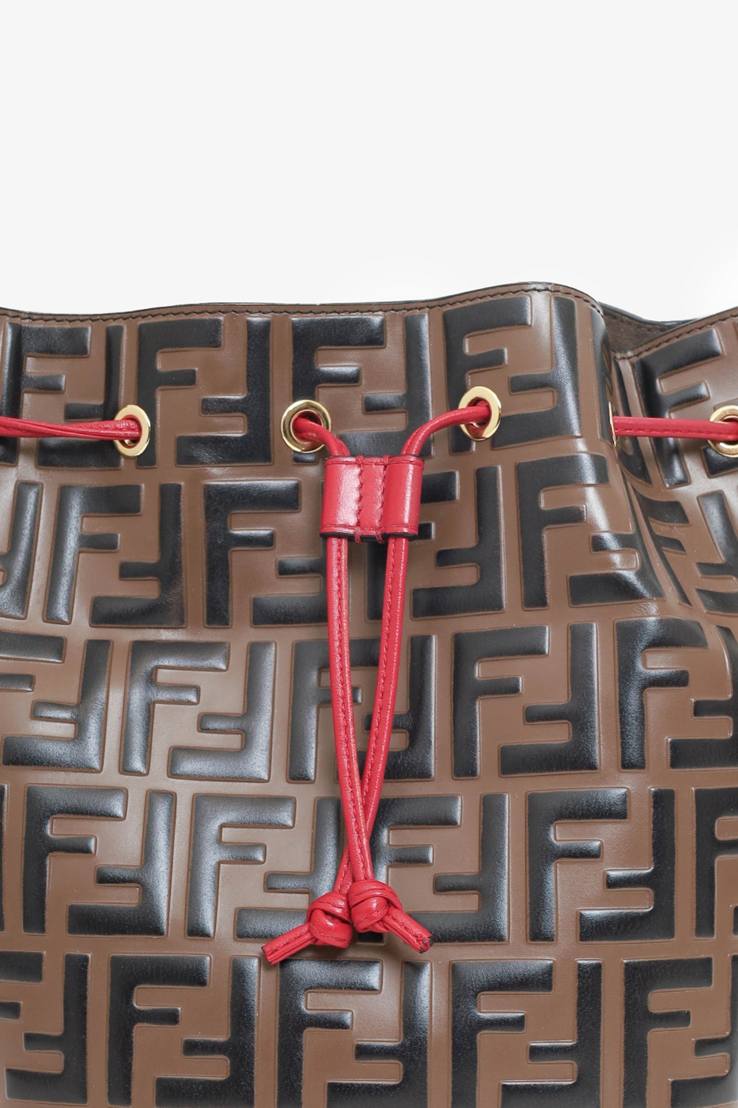 Fendi Brown FF 1974 Embossed Calfskin Grande Mon Tresor Bucket Bag
