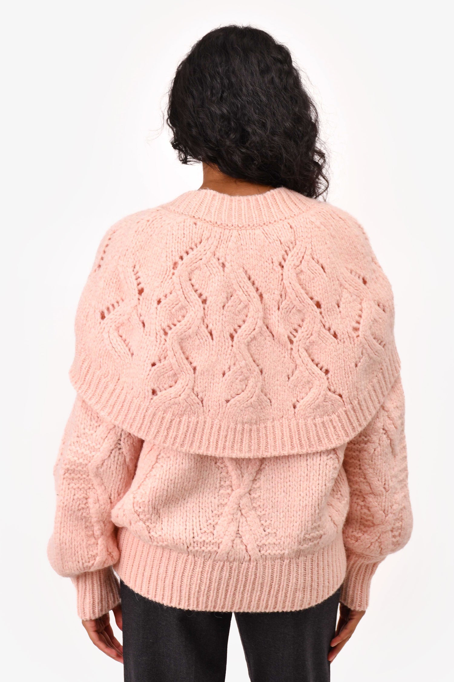 Pre-Loved Chanel™ Fall/Winter 2021 Pink Wool/Alpaca Chunky Knit igan with Silver Heart Buttons Size 38
