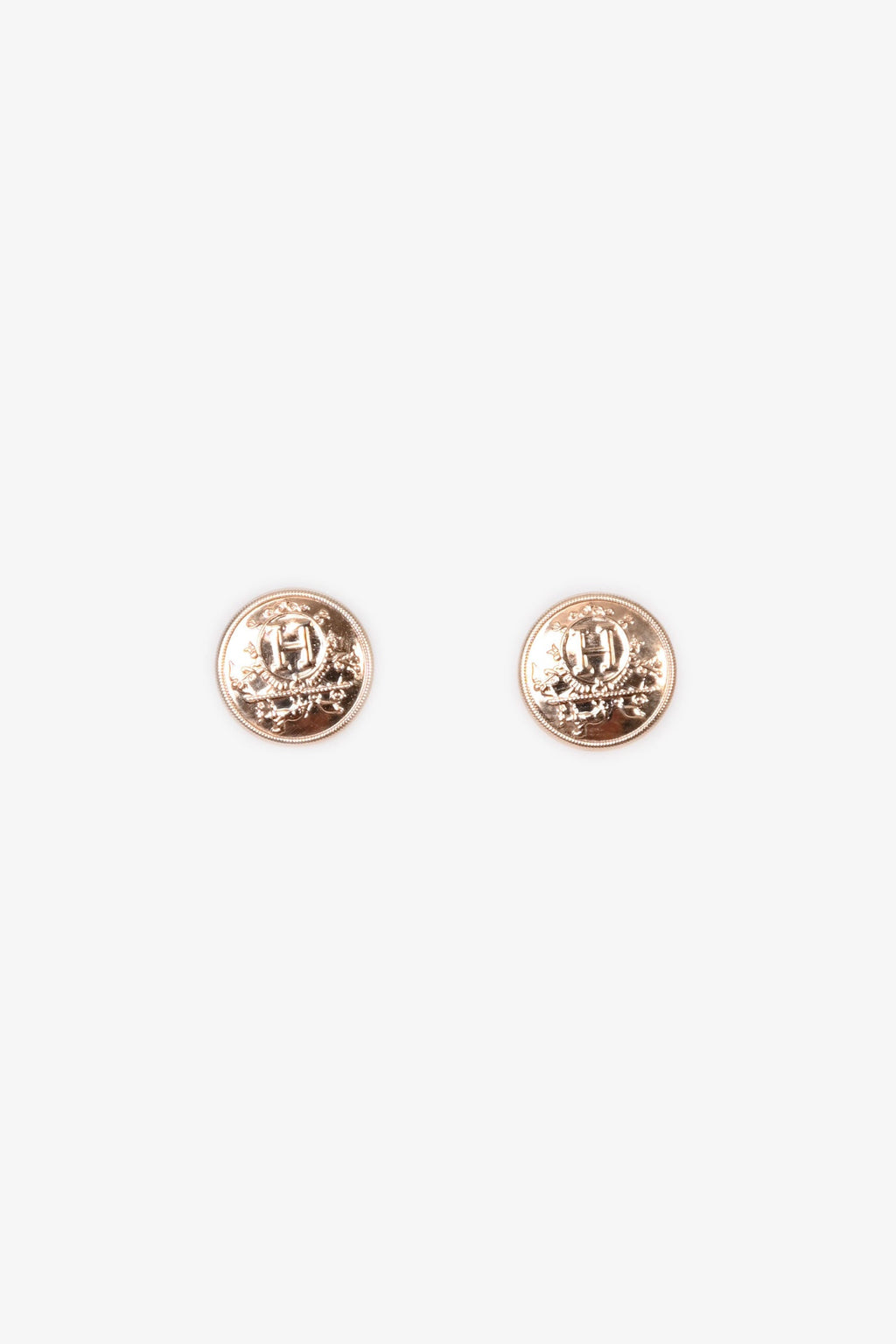 Hermès 18K Rose Gold TPM Ex-Libris Stud Earrings