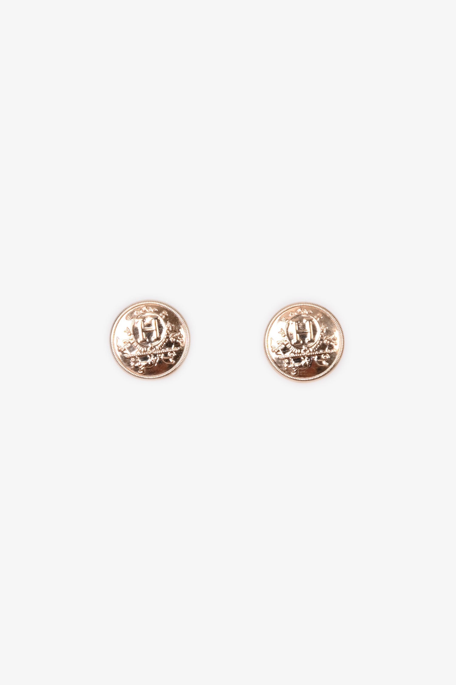 Hermès 18K Rose Gold TPM Ex-Libris Stud Earrings
