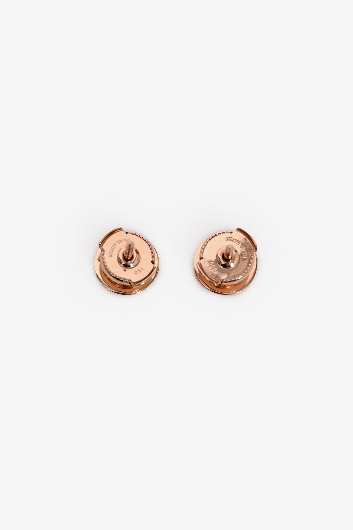 Hermès 18K Rose Gold TPM Ex-Libris Stud Earrings