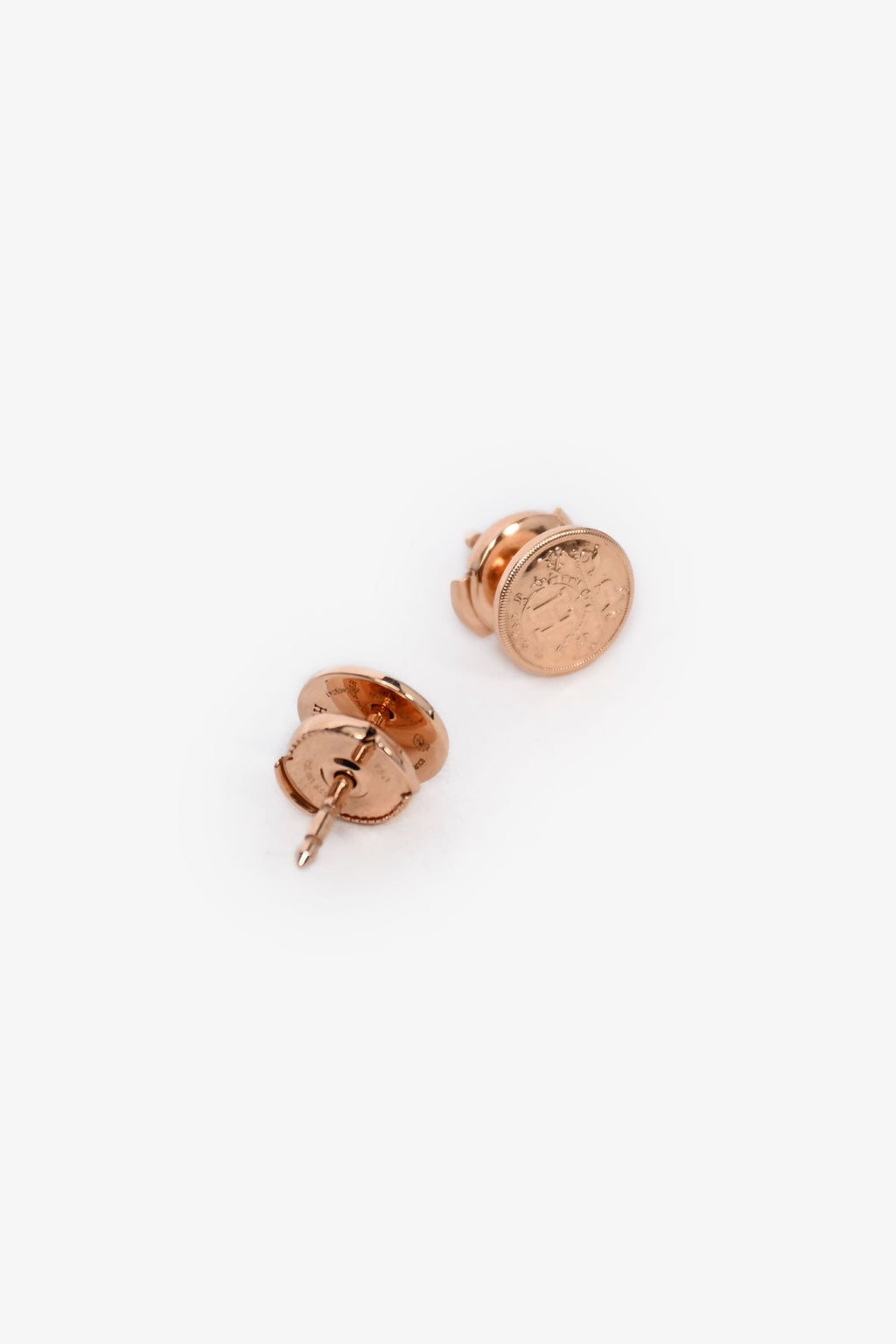 Hermès 18K Rose Gold TPM Ex-Libris Stud Earrings