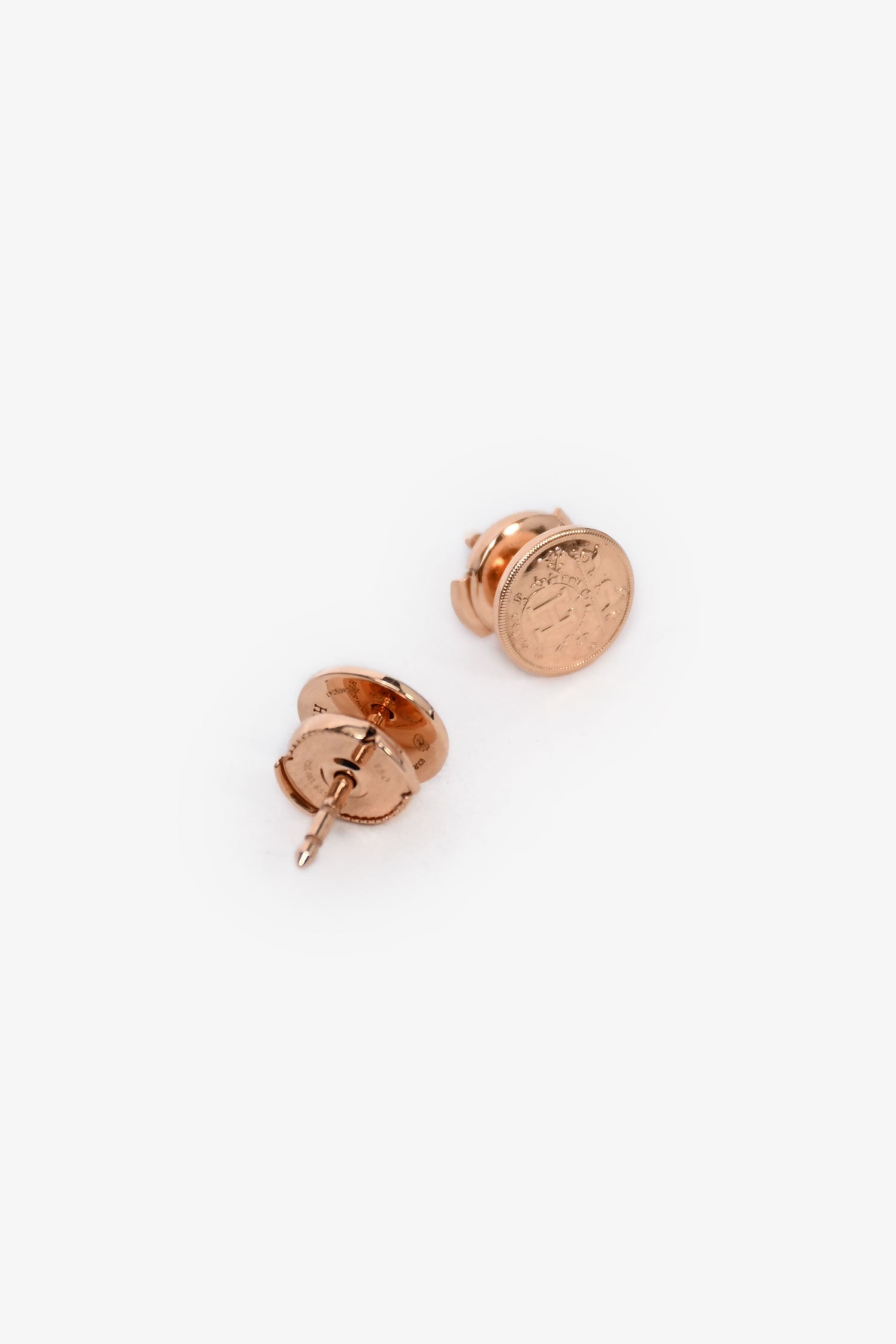 Hermès 18K Rose Gold TPM Ex-Libris Stud Earrings
