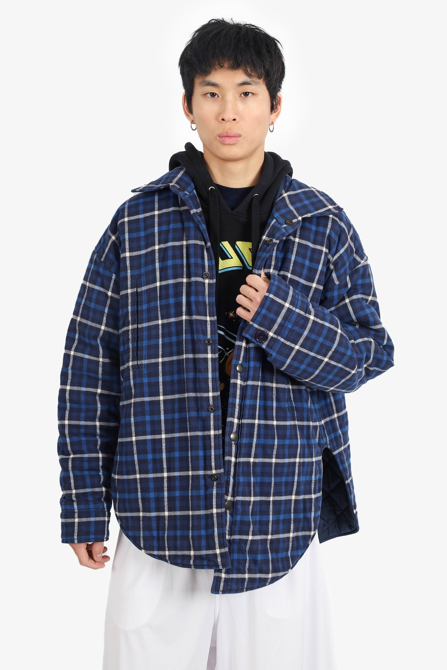 Balenciaga Blue Padded Plaid Shirt Jacket Estimated Size Mens