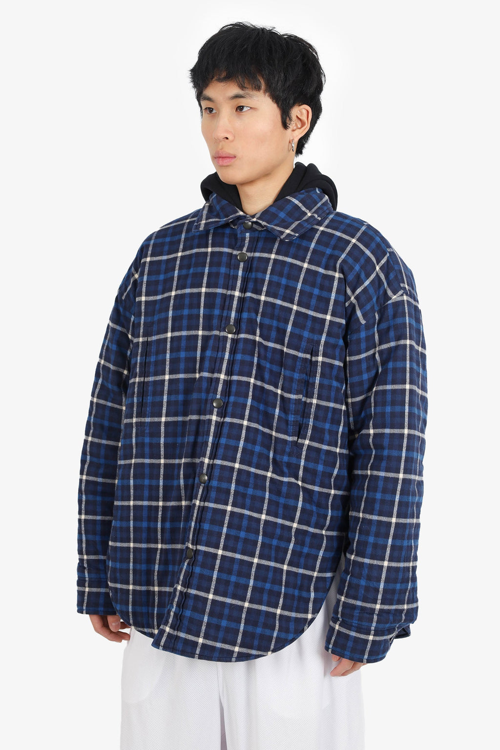 Balenciaga Blue Padded Plaid Shirt Jacket Estimated Size Mens
