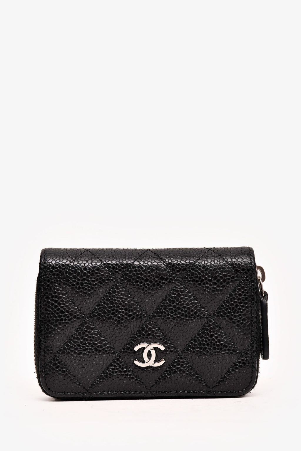 Pre-Loved Chanel™ 2021 Black Caviar Classic Zip  Holder