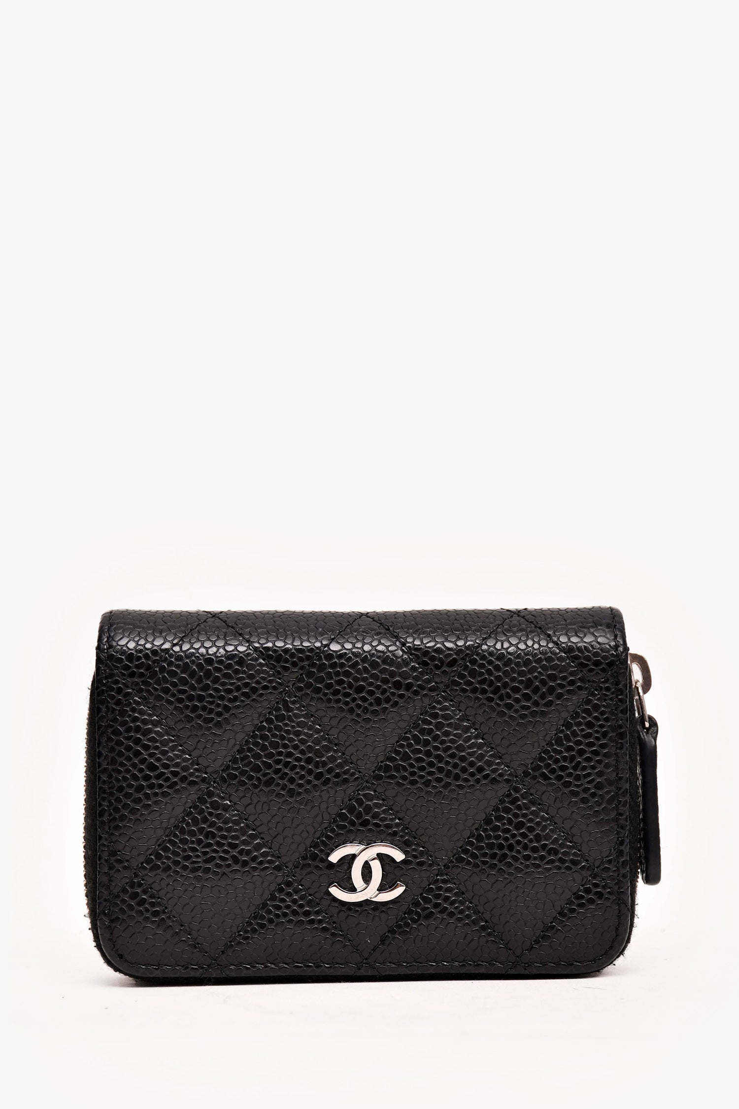 Pre-Loved Chanel™ 2021 Black Caviar Classic Zip  Holder