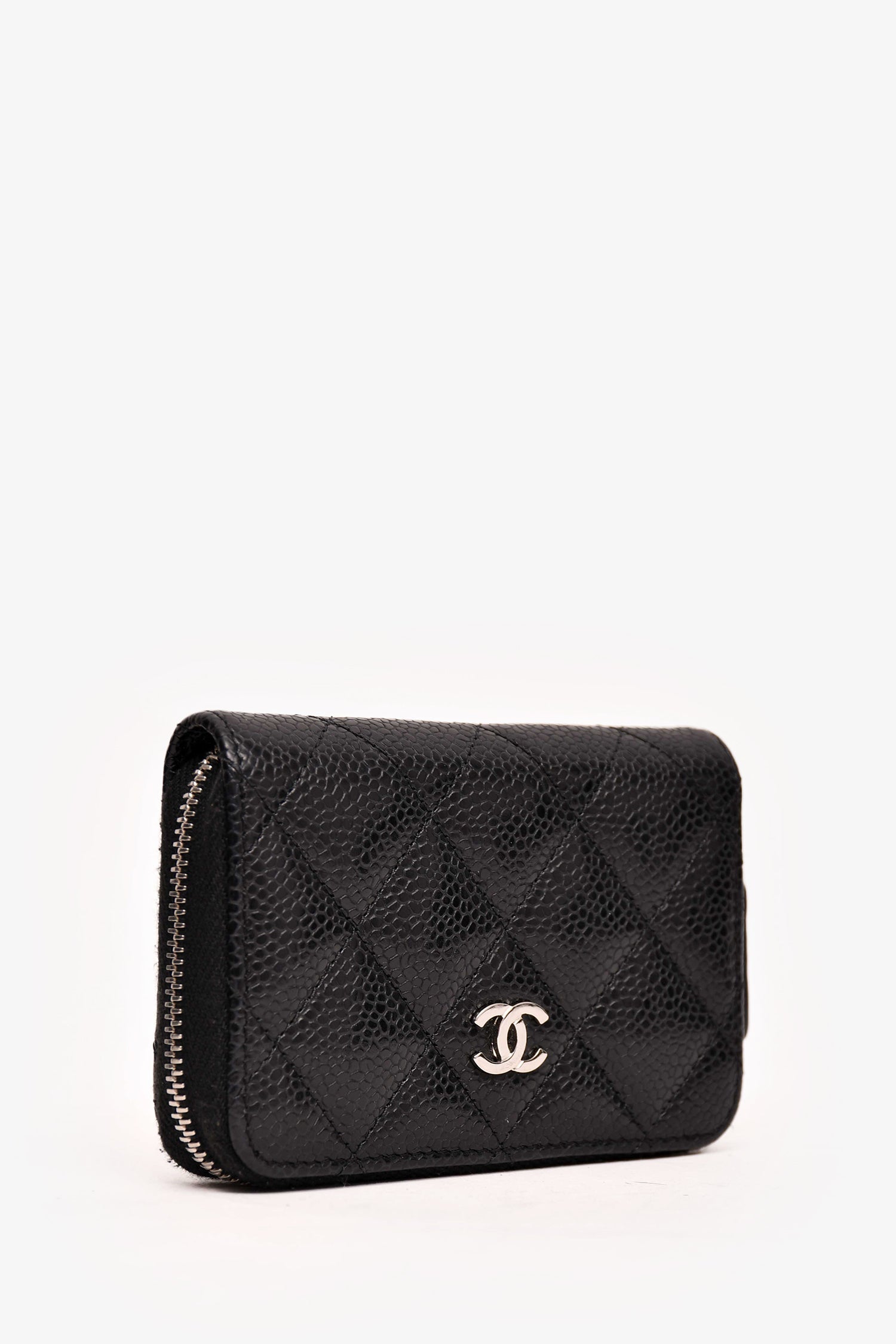 Pre-Loved Chanel™ 2021 Black Caviar Classic Zip  Holder