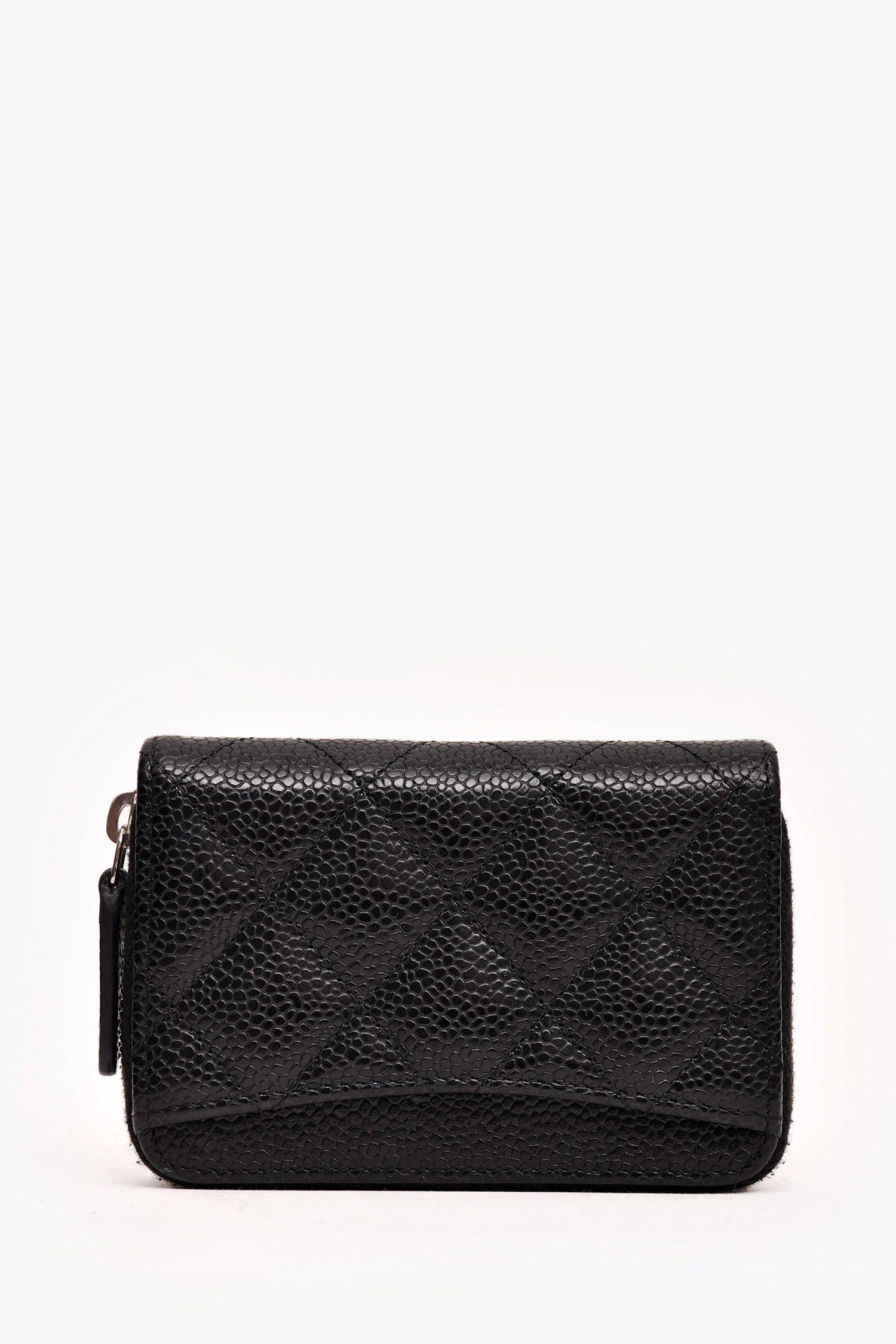 Pre-Loved Chanel™ 2021 Black Caviar Classic Zip  Holder