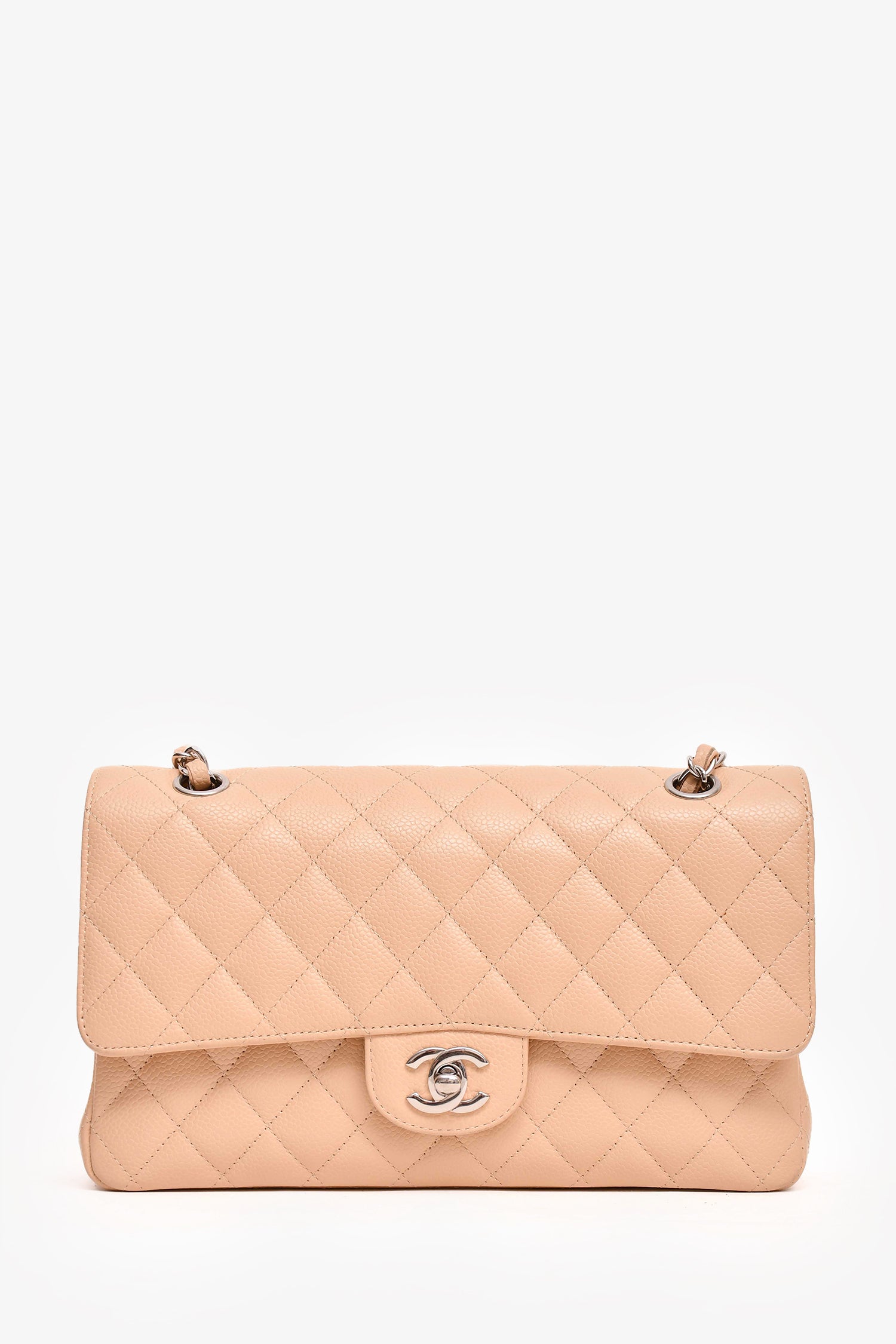 Pre-Loved Chanel™ 2010/11 Beige Caviar Medium Double Flap Shoulder Bag