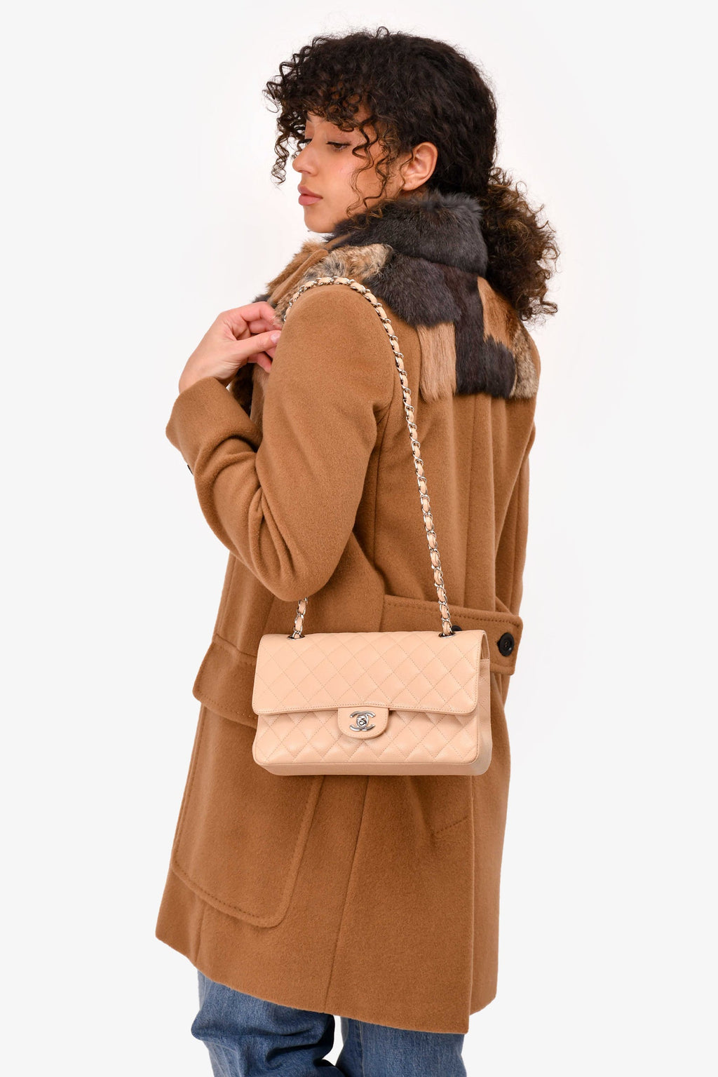 Pre-Loved Chanel™ 2010/11 Beige Caviar Medium Double Flap Shoulder Bag