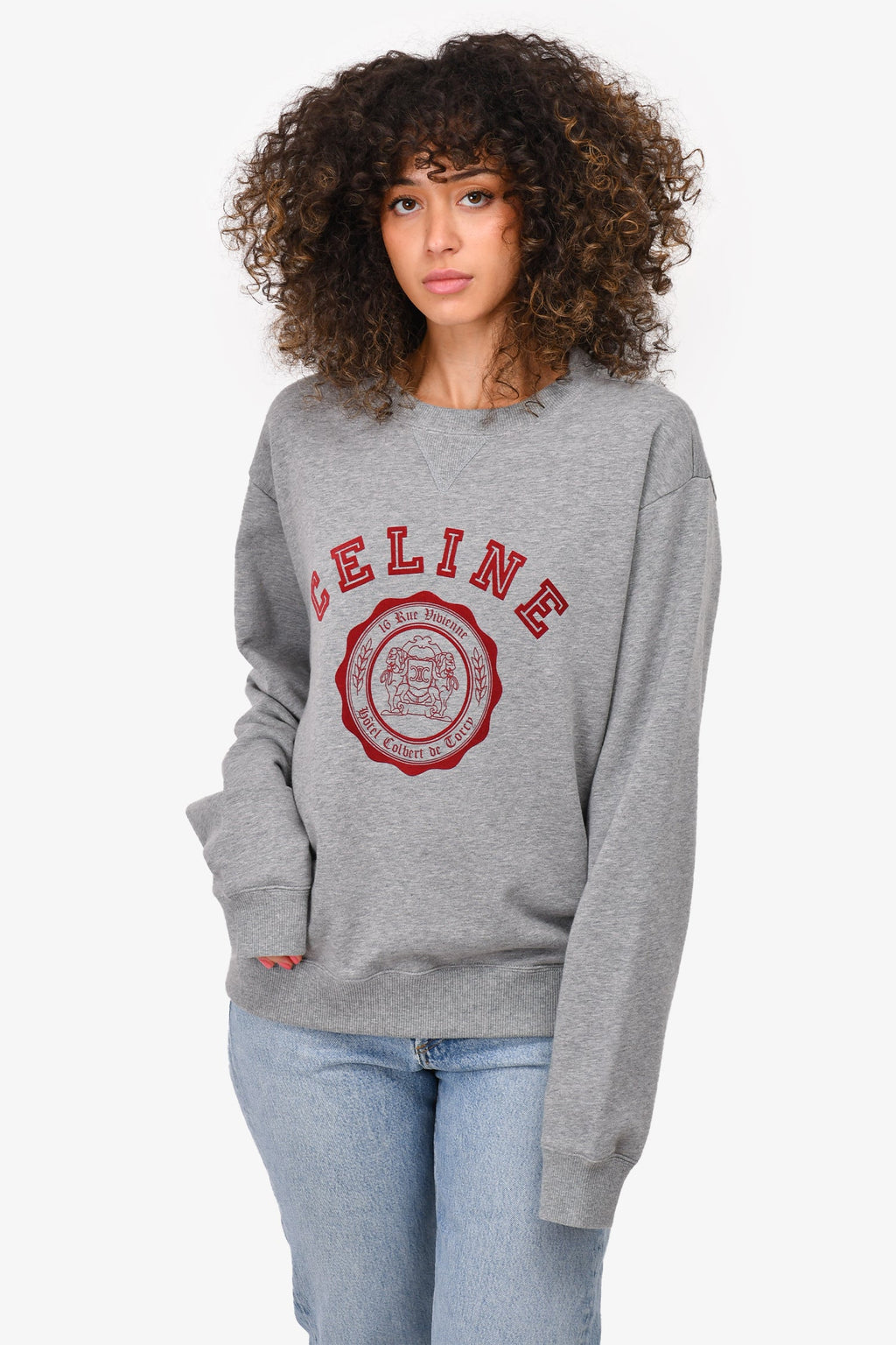 Celine Grey Cotton 'Blason' Sweatshirt Size M