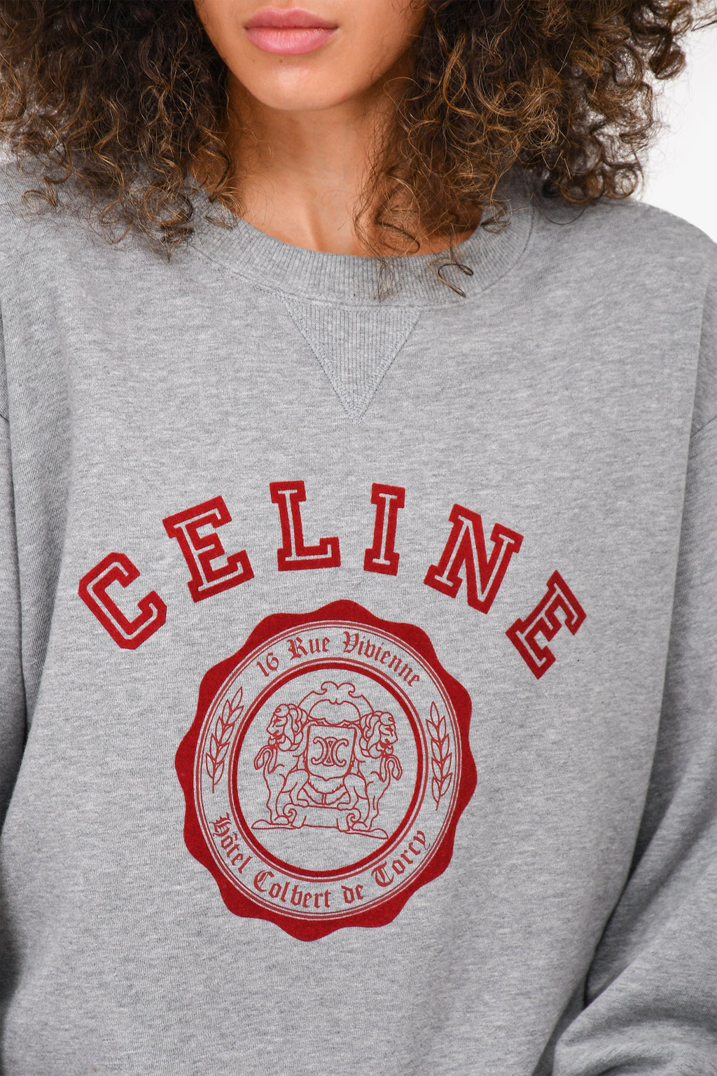 Celine Grey Cotton 'Blason' Sweatshirt Size M