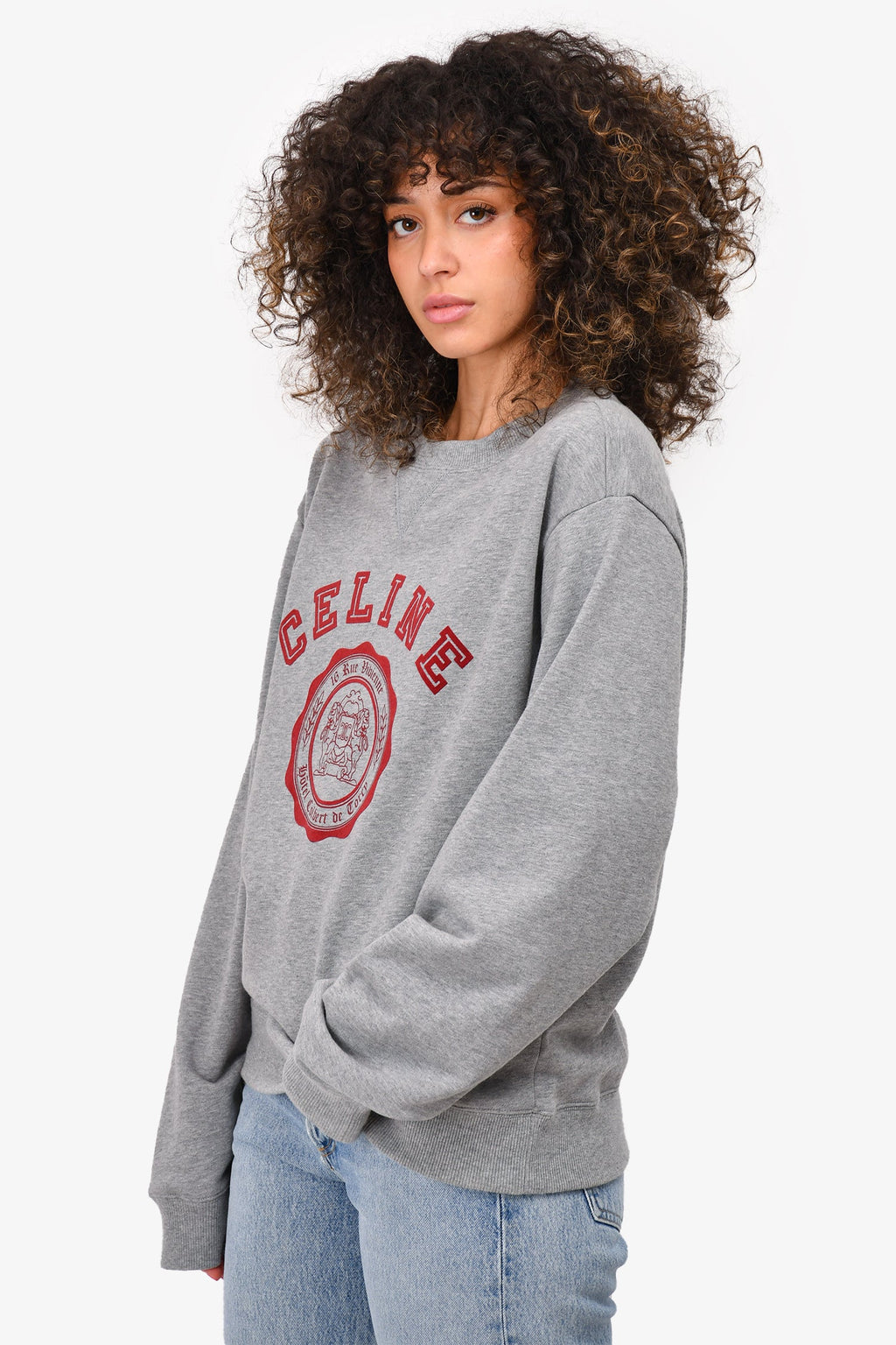 Celine Grey Cotton 'Blason' Sweatshirt Size M