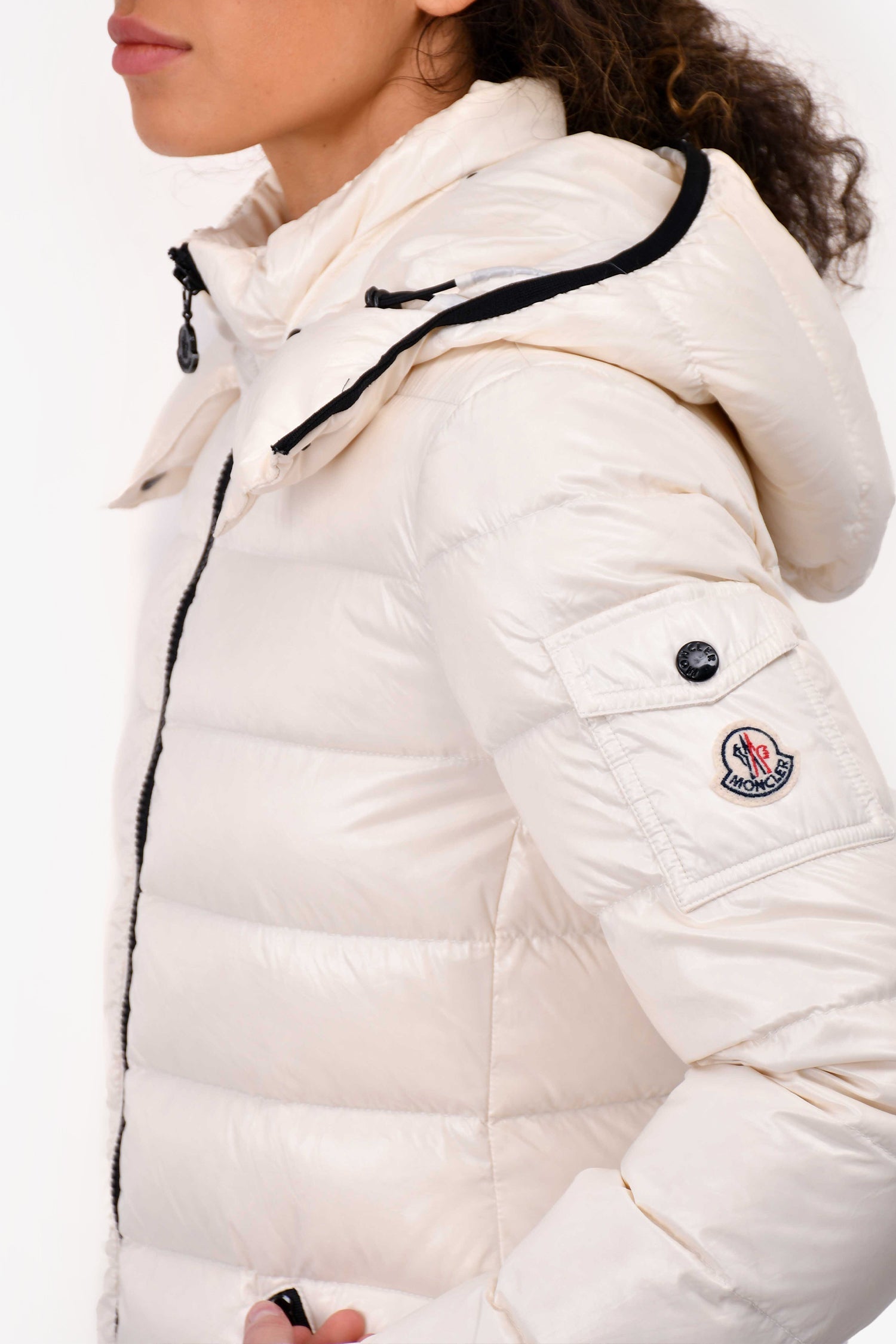 Moncler Ivory Down Mid Length 'Moka Giubbotto' Jacket Size 0