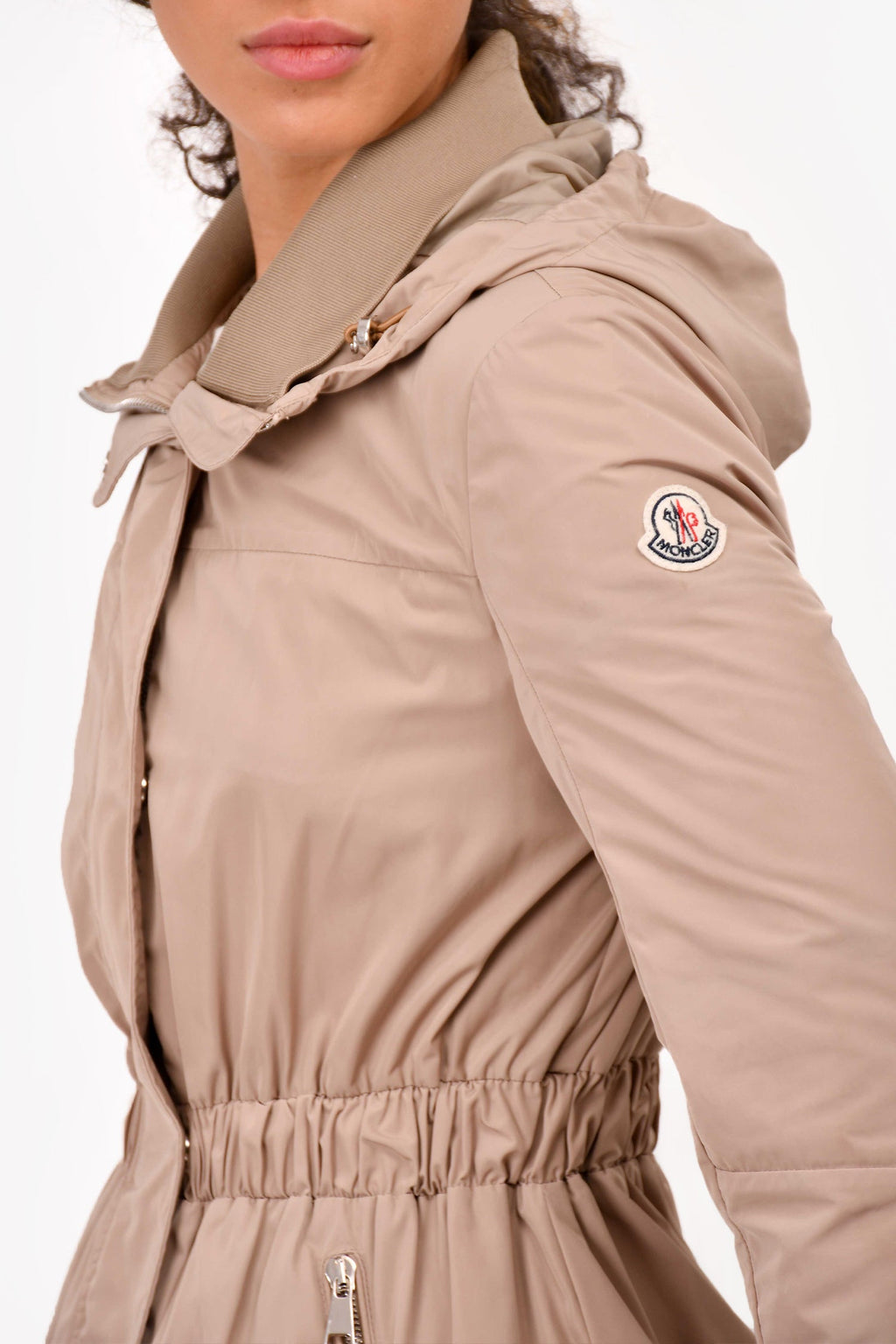 Moncler Brown Nylon Light Weight Cinched Jacket Size 0