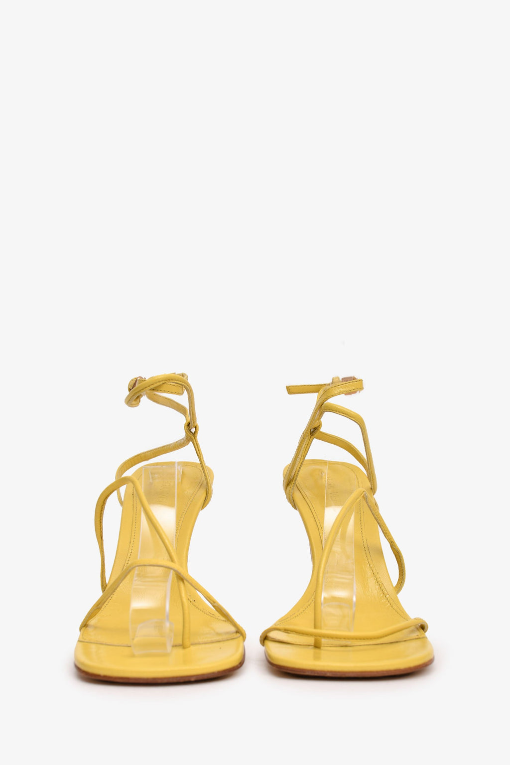 Bottega Veneta Yellow Leather Stretch Strap Sandals Size 35