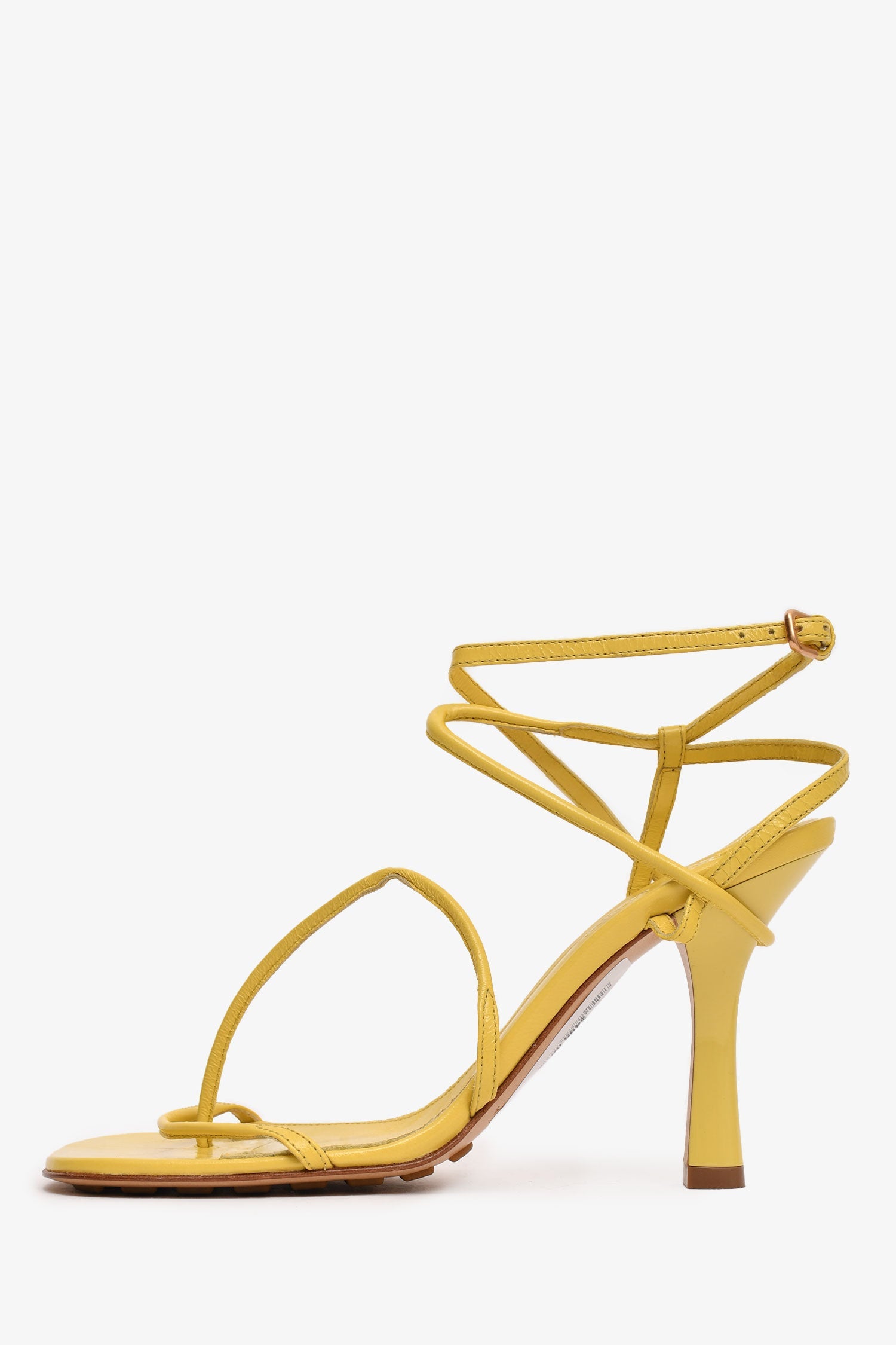 Bottega Veneta Yellow Leather Stretch Strap Sandals Size 35