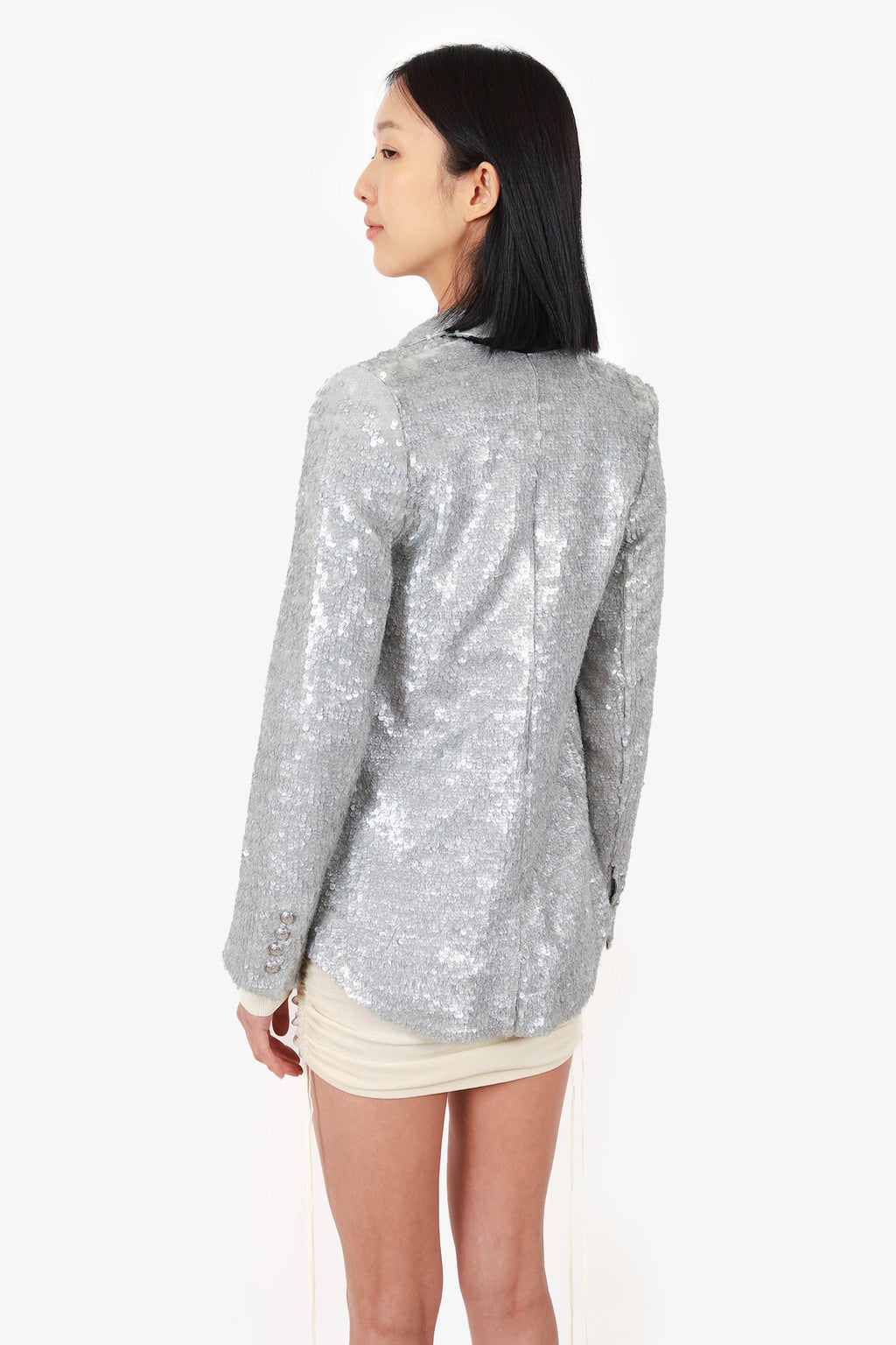 Balmain Silver Sequin Blazer Size 40